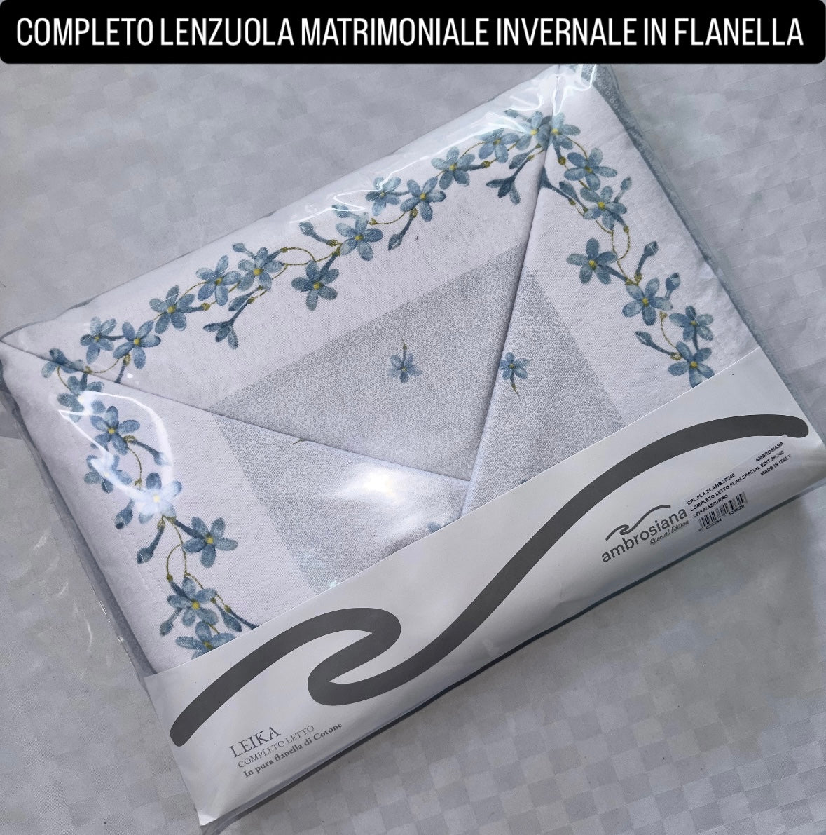 COMPLETO LENZUOLA MATRIMONIALE IN FLANELLA Lenzuolo sopra,Lenzuolo sotto con angoli e due federe
