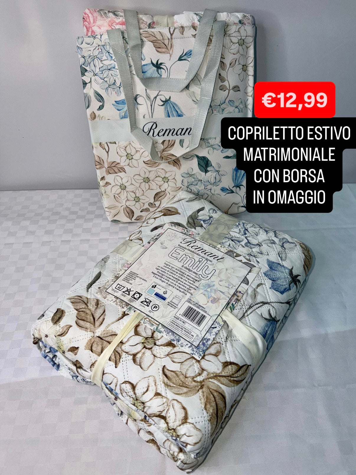 COPRILETTO ESTIVO MATRIMONIALE misura 250x260cm CON BORSA IN OMAGGIO