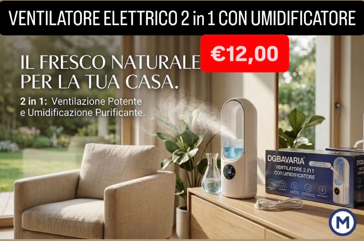 VENTILATORE ELETTRICO 2 in 1 CON UMIDIFICATORE