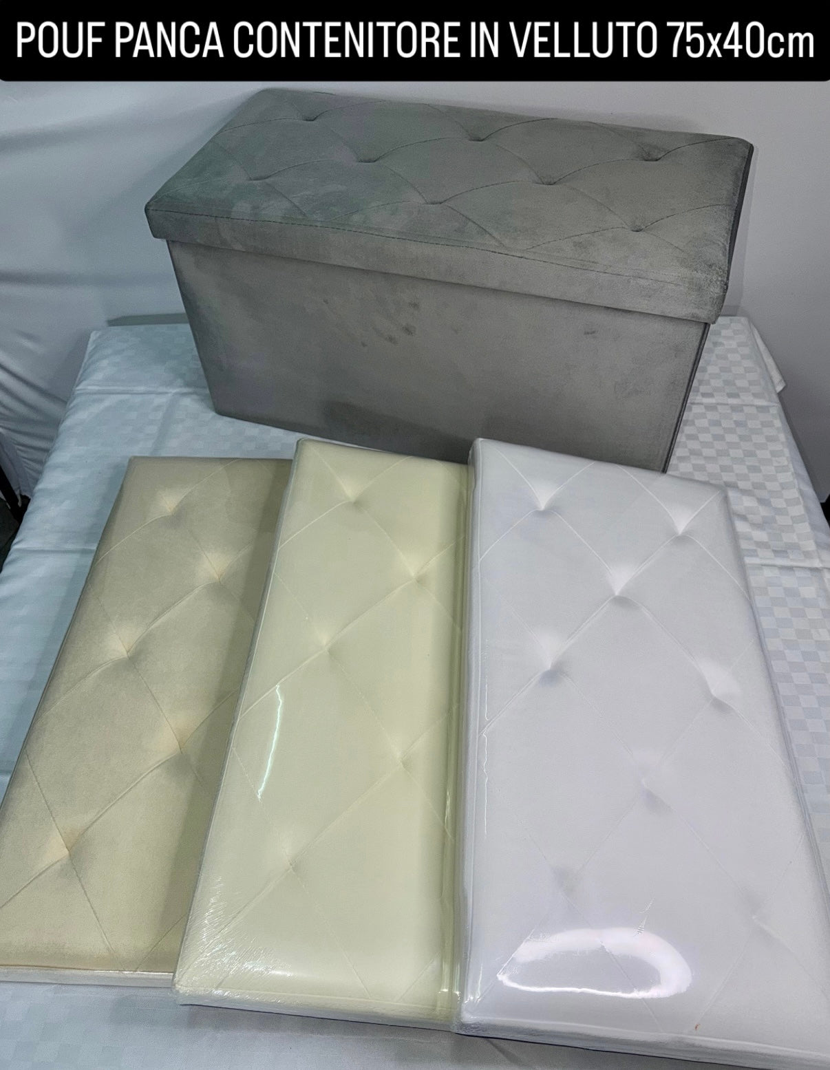 POUF CONTENITORE IN VELLUTO misura 75x40cm
