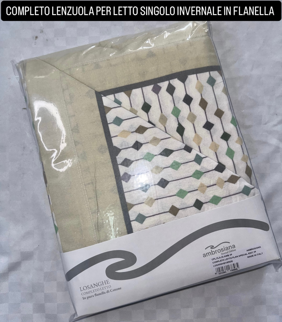 COMPLETO LENZUOLA PER LETTO SINGOLO IN FLANELLA Lenzuolo sopra,Lenzuolo sotto con angoli e due federe