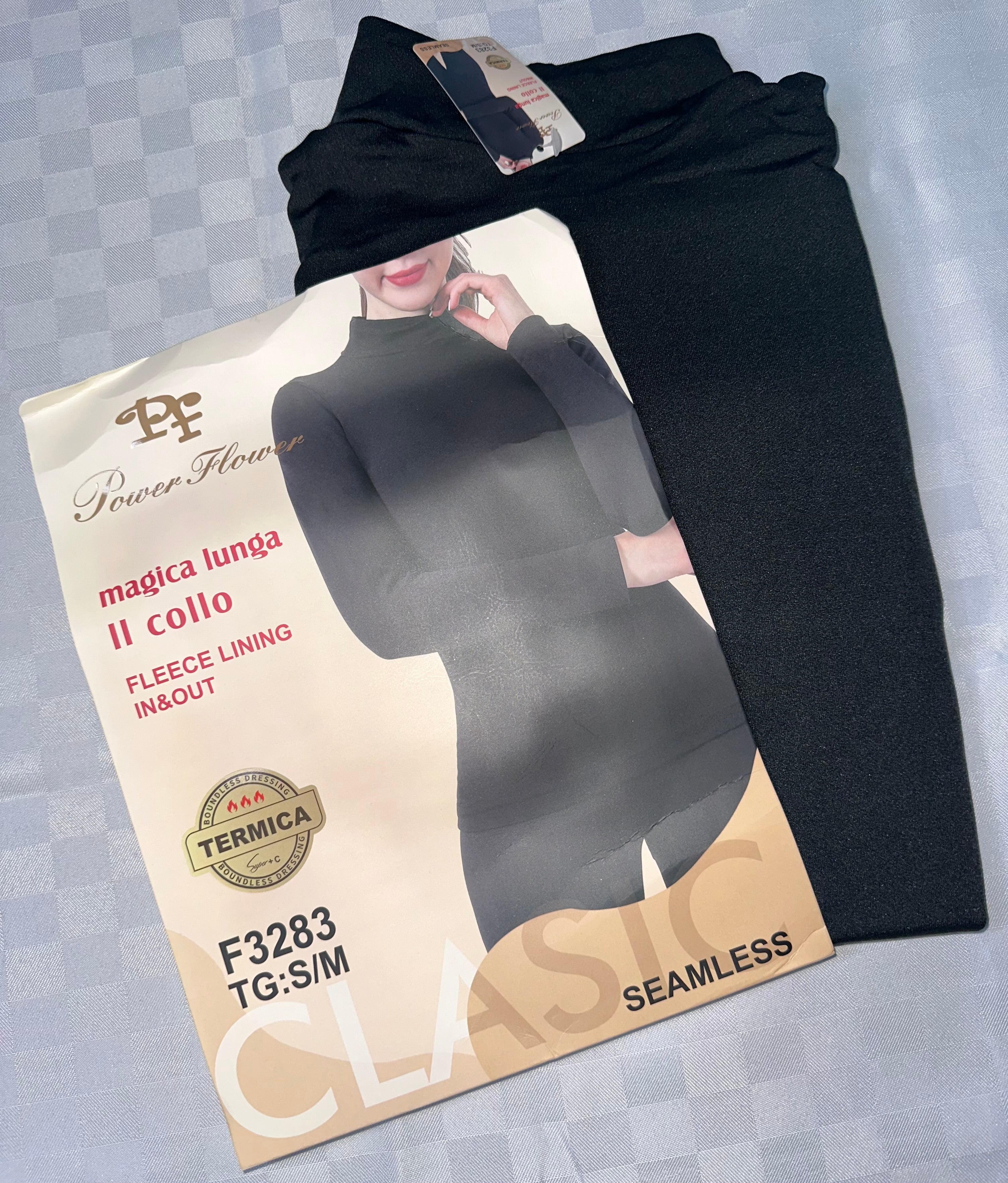 MAGLIA TERMICA DONNA LUPETTO MEZZO COLLO  MANICA LUNGA FELPATA ALL'INTERNO