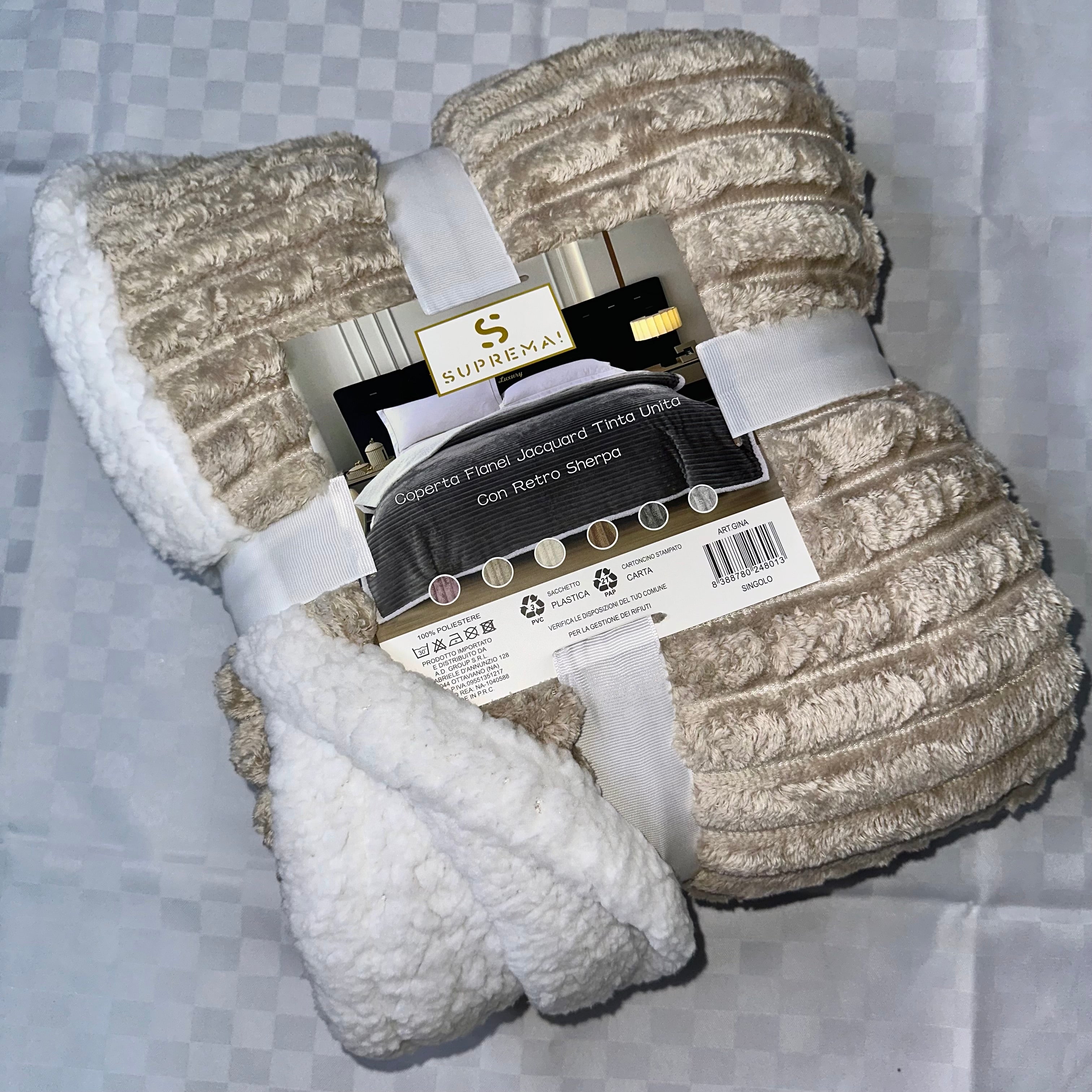 COPERTA PLAID IN MORBIDO PILE CON STRATO DI PELLICCIA SOTTO misura 160x200cm