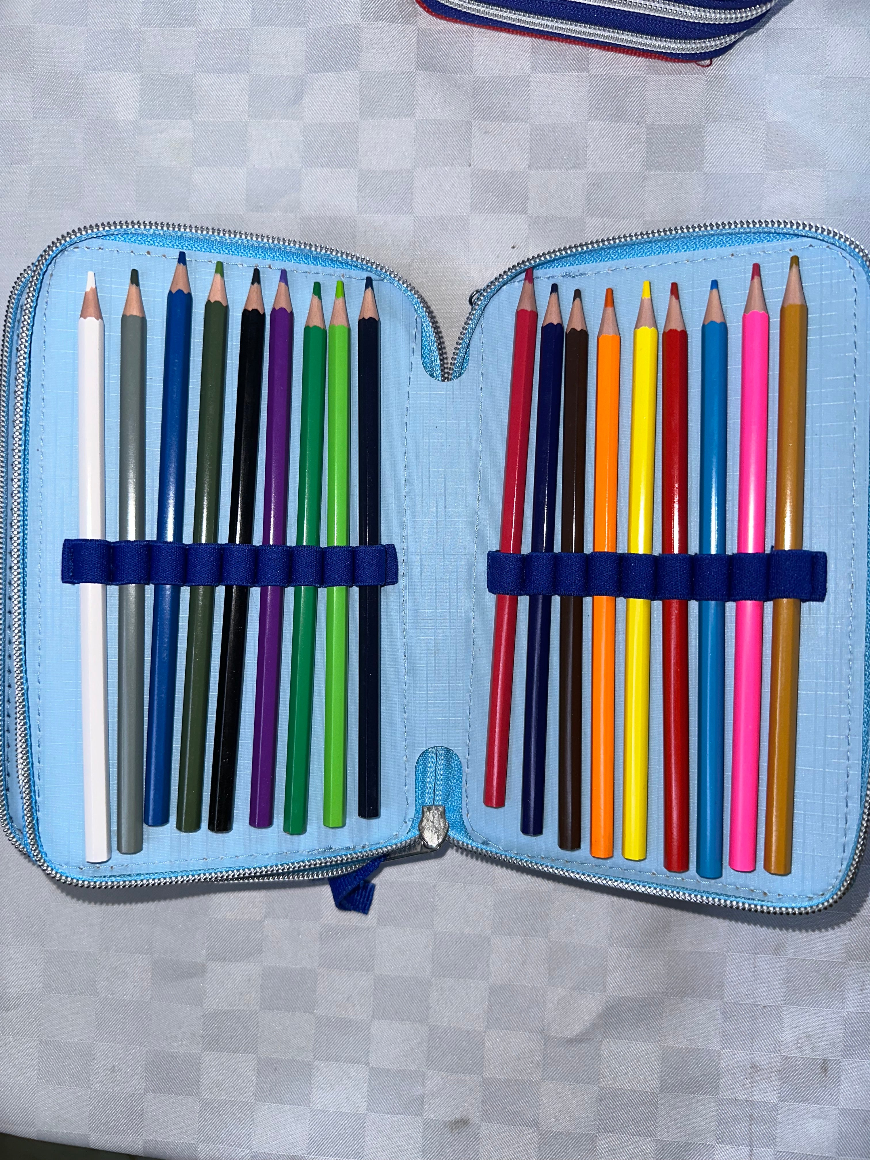 ASTUCCIO BIMBO CON 3 SCOMPARTI  COMPRESO DI COLORI,PENNARELLI, MATITA, PENNE E RIGHELLO