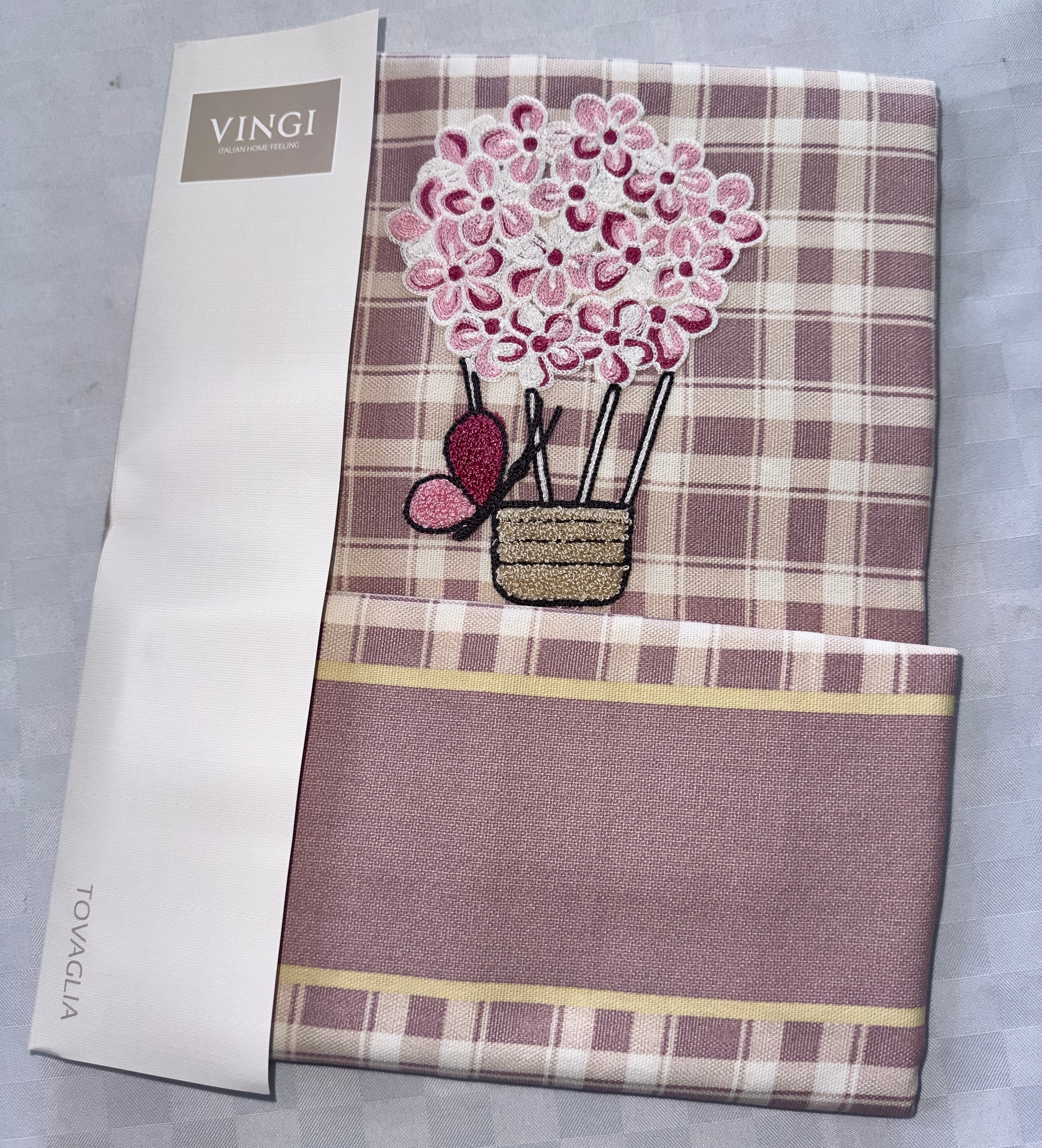 TOVAGLIA DA TAVOLA VINGI CON RICAMO X12 PERSONE (140x240cm) IN COTONE 100%