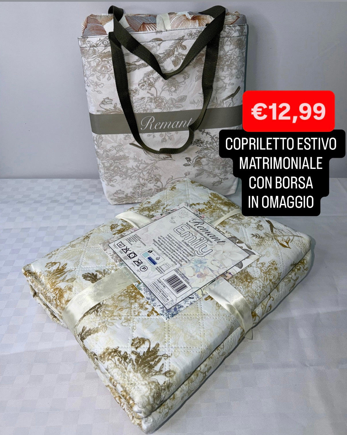 COPRILETTO ESTIVO MATRIMONIALE misura 250x260cm CON BORSA IN OMAGGIO