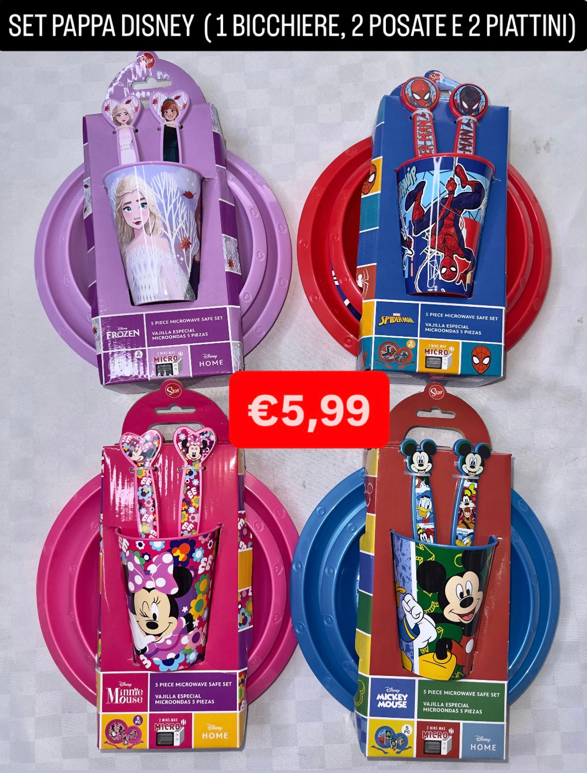 SET PAPPA BIMBO/A CONTIENE 1 Bicchiere, 2 Posate e 2 Piattini
