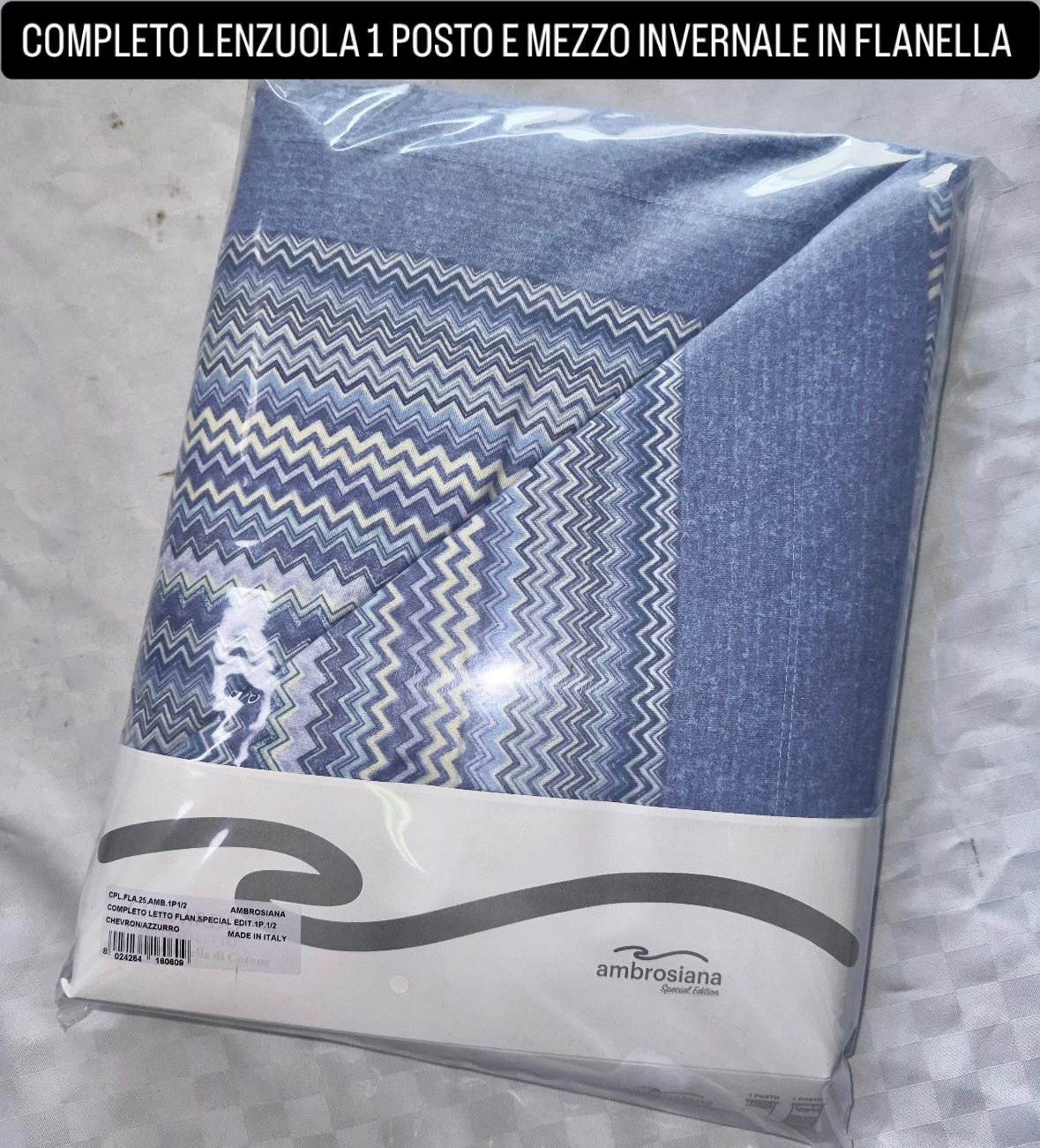 COMPLETO LENZUOLA 1 POSTO E MEZZO IN FLANELLA Lenzuolo sopra,Lenzuolo sotto con angoli e Federa
