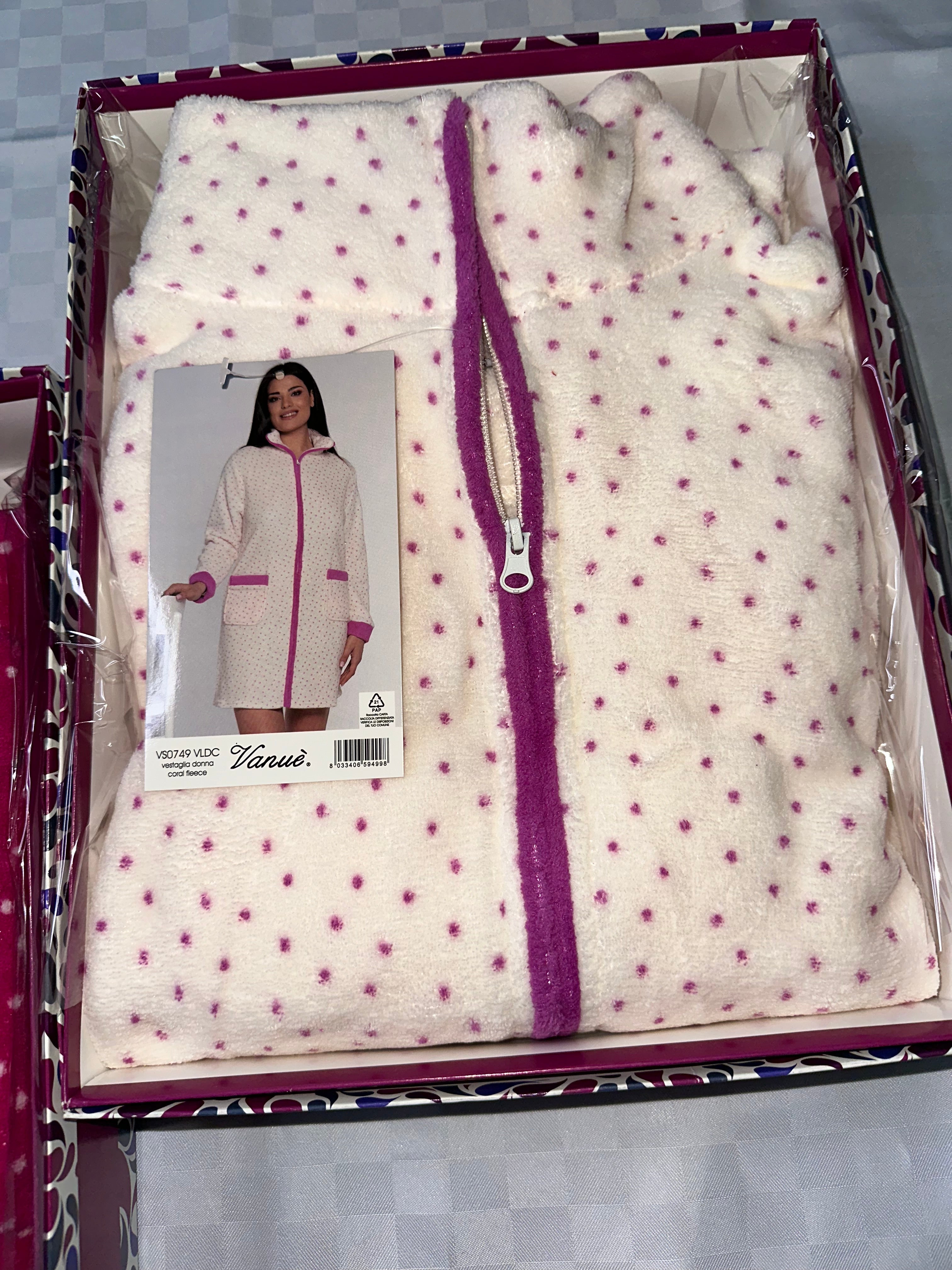 VESTAGLIA DONNA IN MORBIDO PILE CON CERNIERA