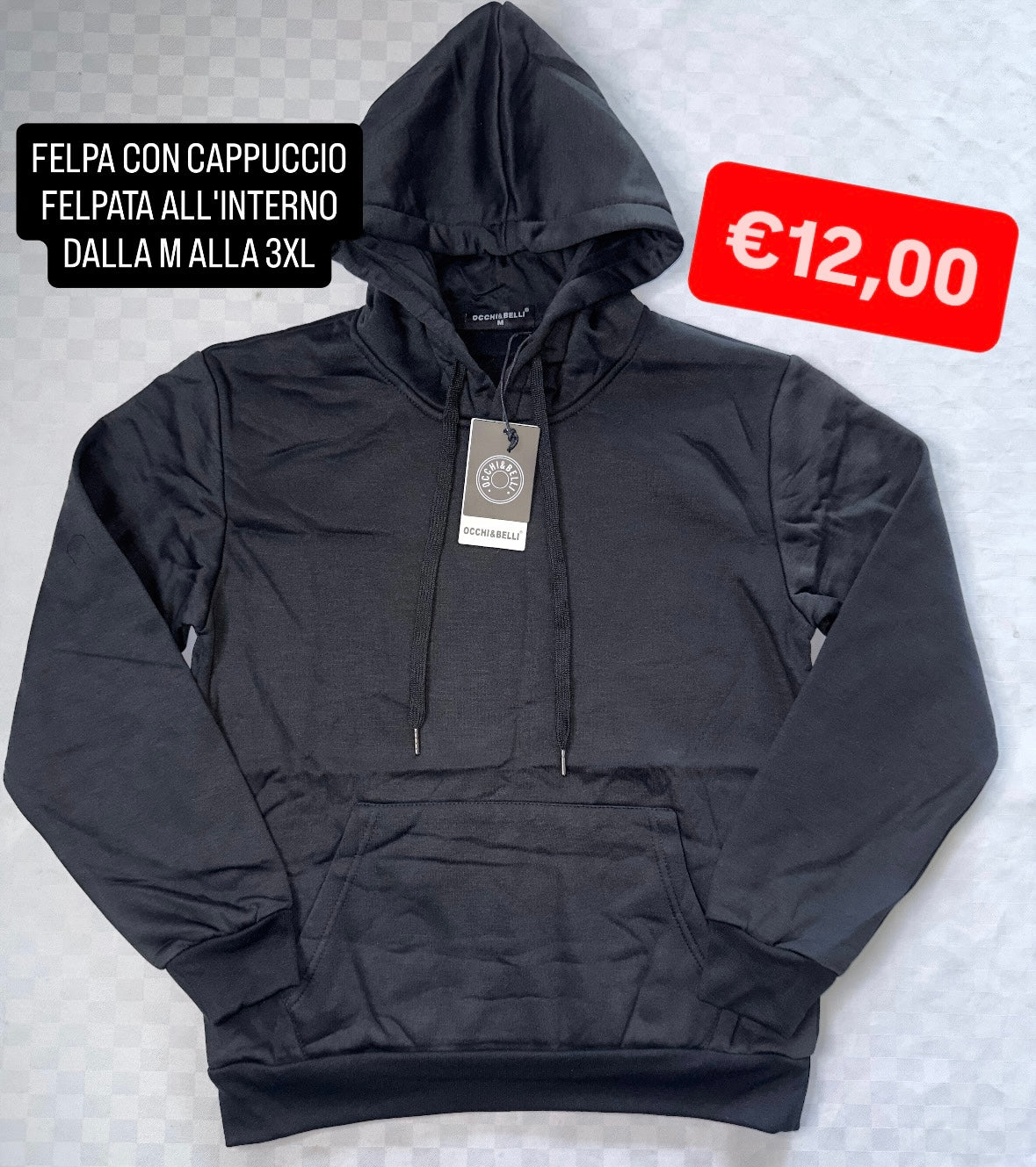 FELPA CON CAPPUCCIO FELPATA ALL'INTERNO