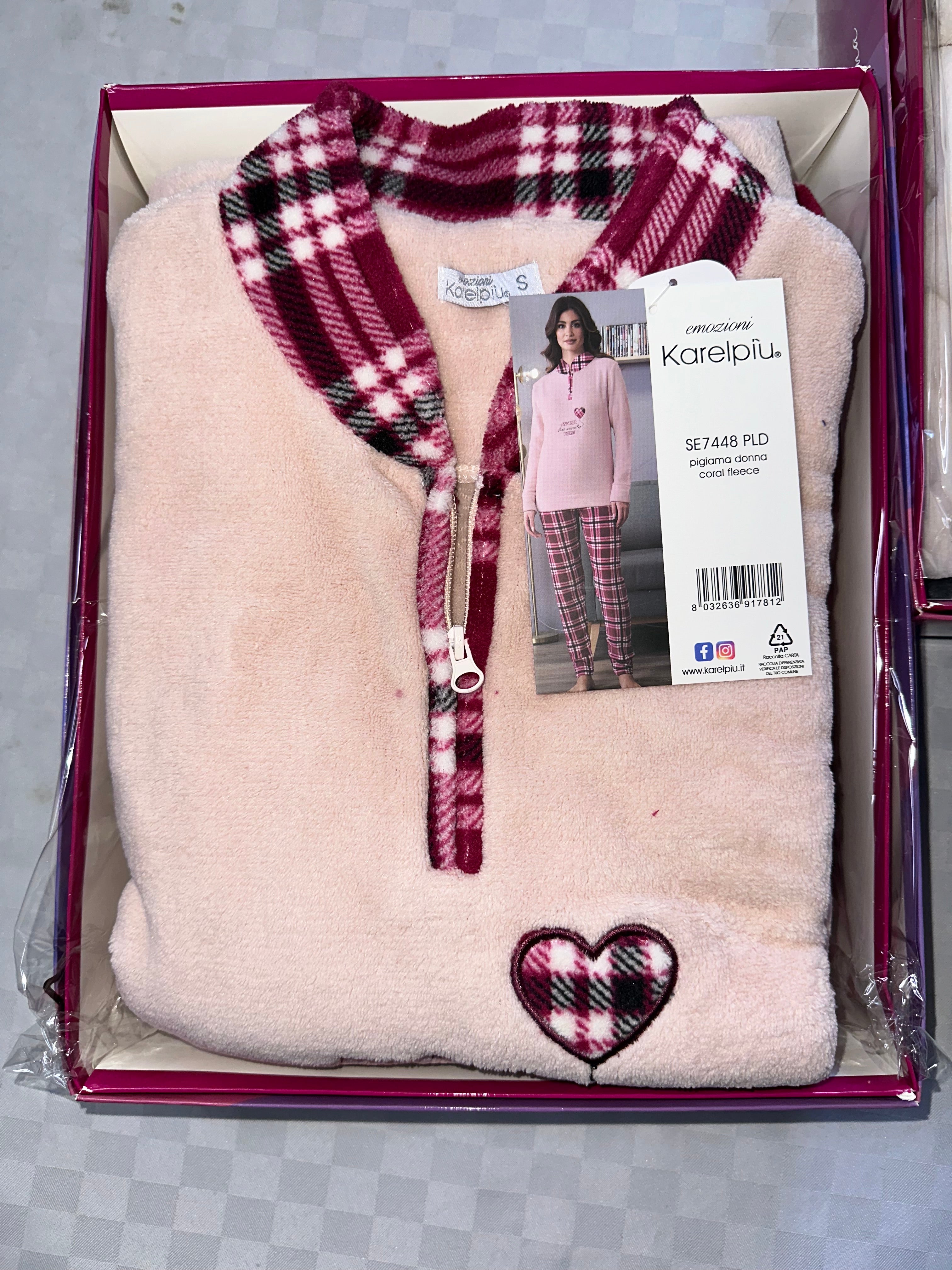 PIGIAMA DONNA IN MORBIDO PILE Manica lunga e Pantalone lungo