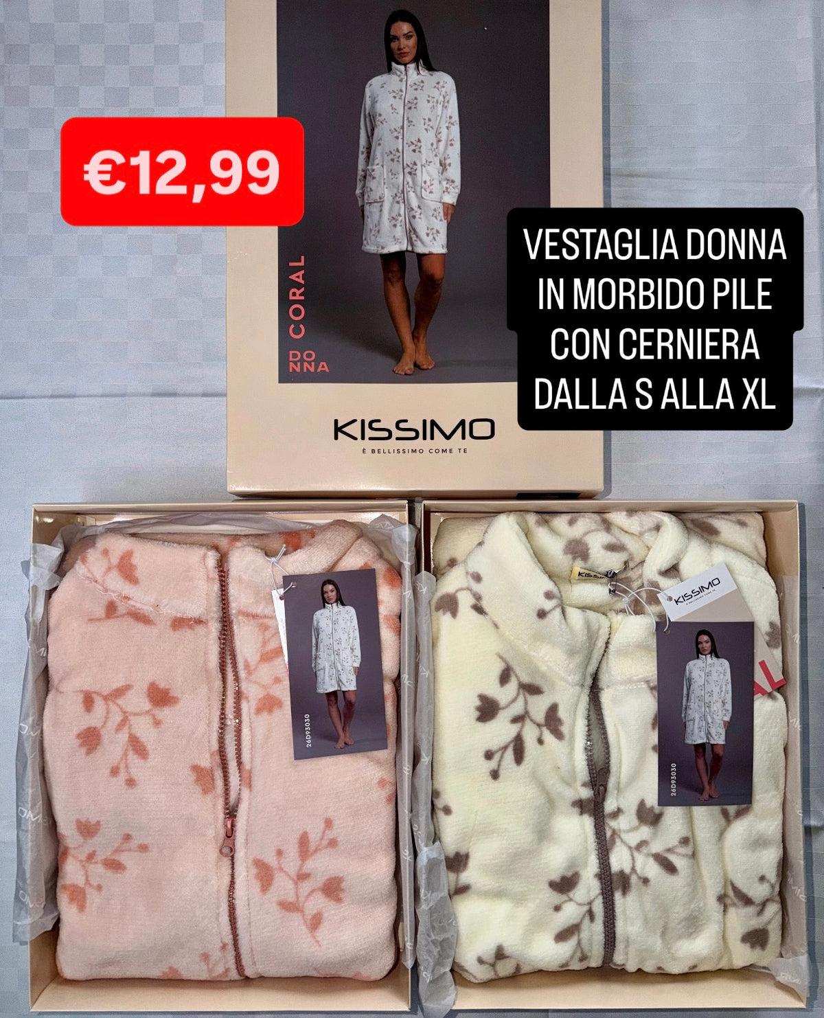 VESTAGLIA DONNA IN MORBIDO PILE CON CERNIERA
