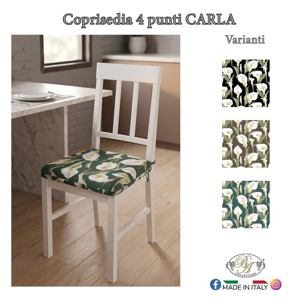 CUSCINI SEDIA CON LACCI CONFEZIONE DA 6 PEZZI  Fantasia Carla