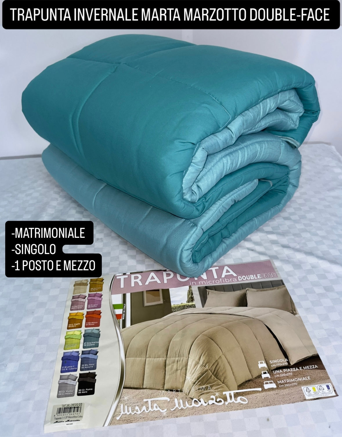 TRAPUNTA INVERNALE MARTA MARZOTTO DOUBLE-FACE Matrimoniale,Singolo e 1 Posto e mezzo