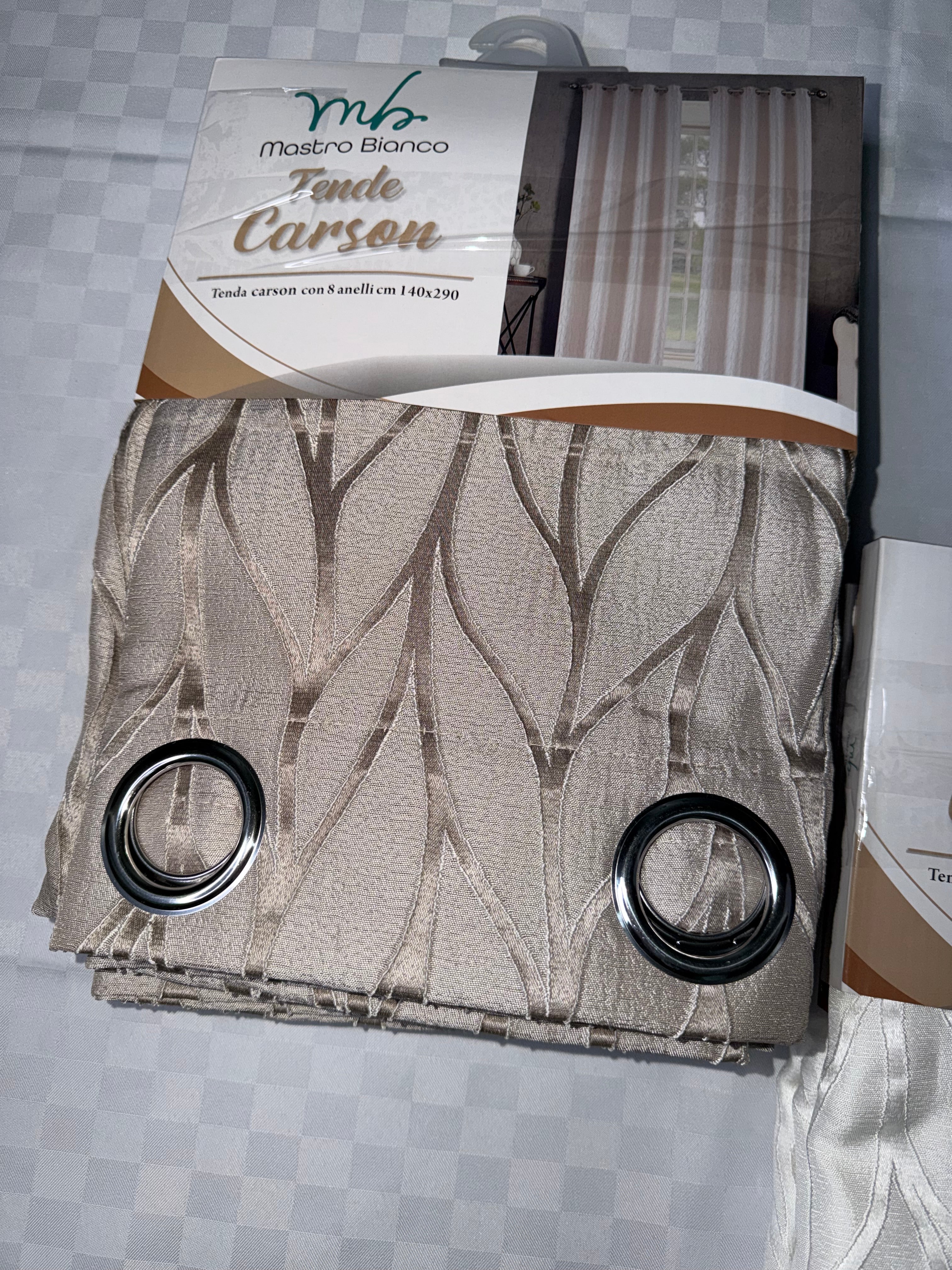 COPPIA DI TENDE PER INTERNI TESSUTO COPRENTE CONFEZIONE DA 2 TELI (OGNI TELO MISURA 140x290cm)art. Carson