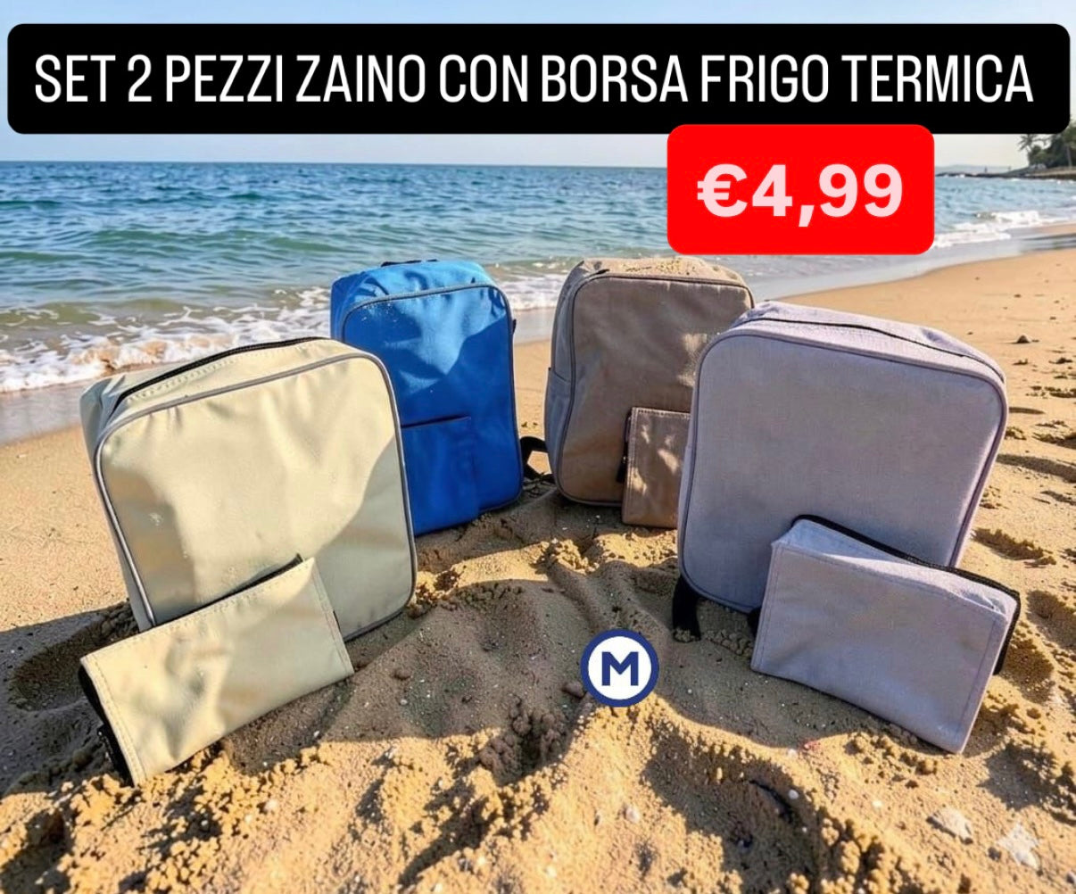 SET 2 PEZZI ZAINO CON BORSA FRIGO TERMICA