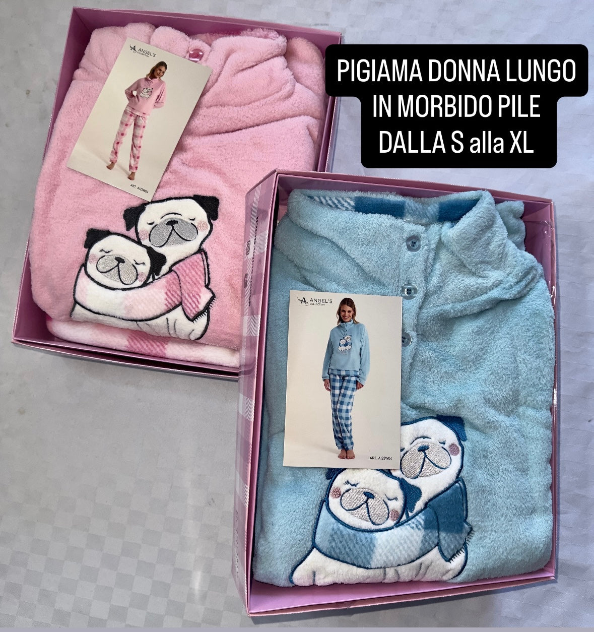PIGIAMA DONNA IN MORBIDO PILE Manica lunga e Pantalone lungo