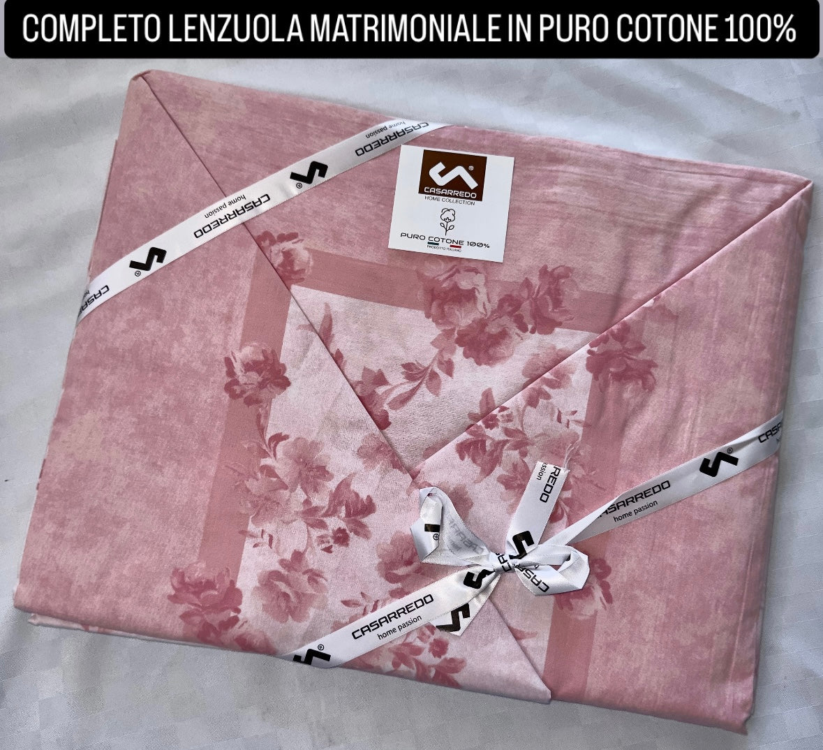 COMPLETO LENZUOLA MATRIMONIALE IN 100% COTONE Lenzuolo sopra, Lenzuolo sotto con angoli e due Federe