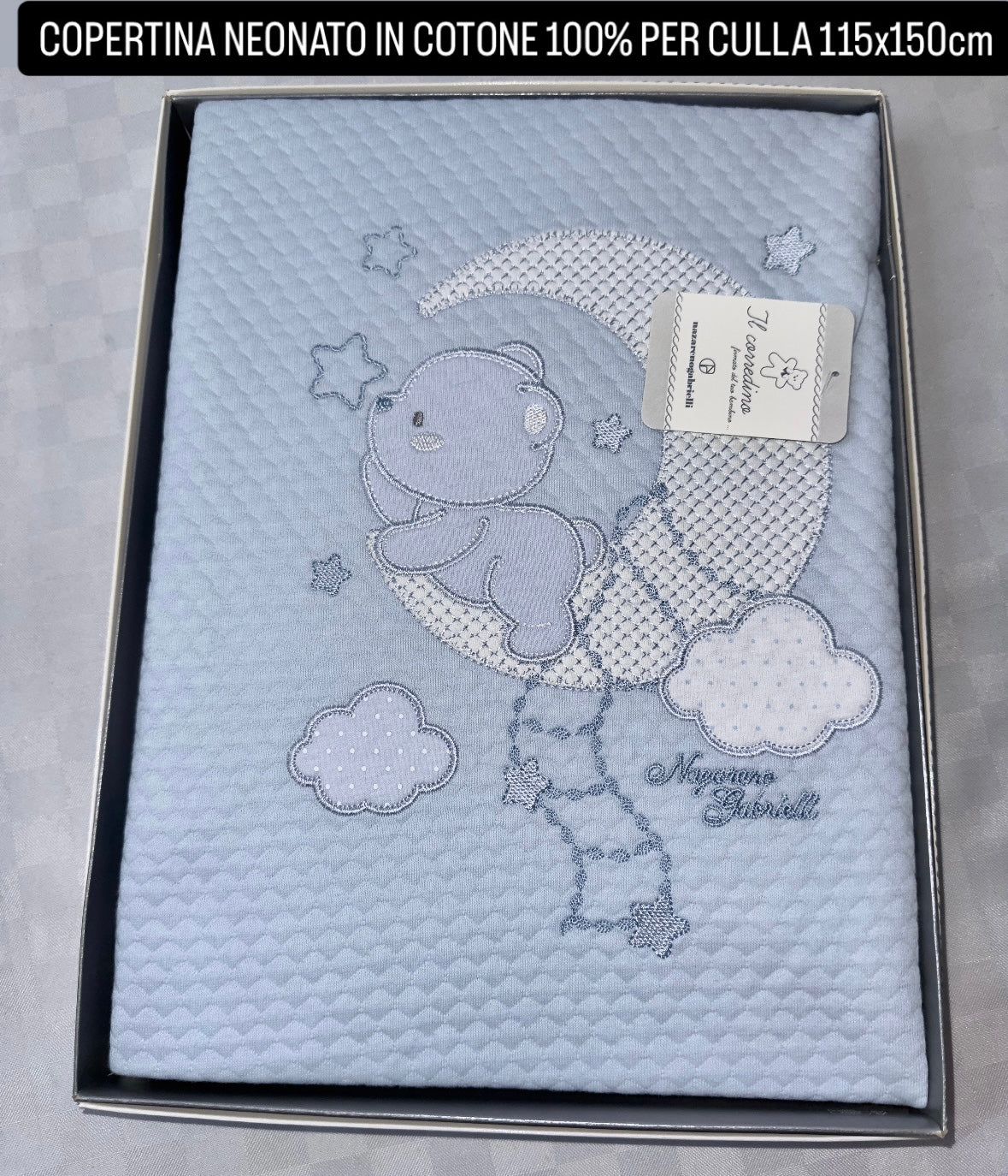 COPERTINA NEONATO IN COTONE 100% PER CULLA 115x150cm