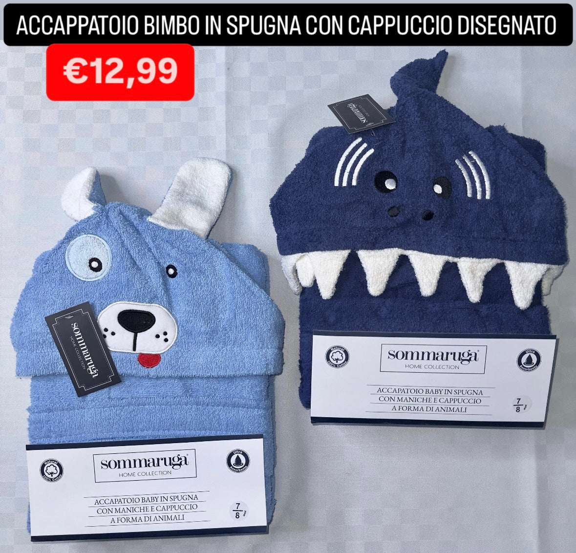 ACCAPPATOIO BIMBO IN SPUGNA CON CAPPUCCIO DISEGNATO