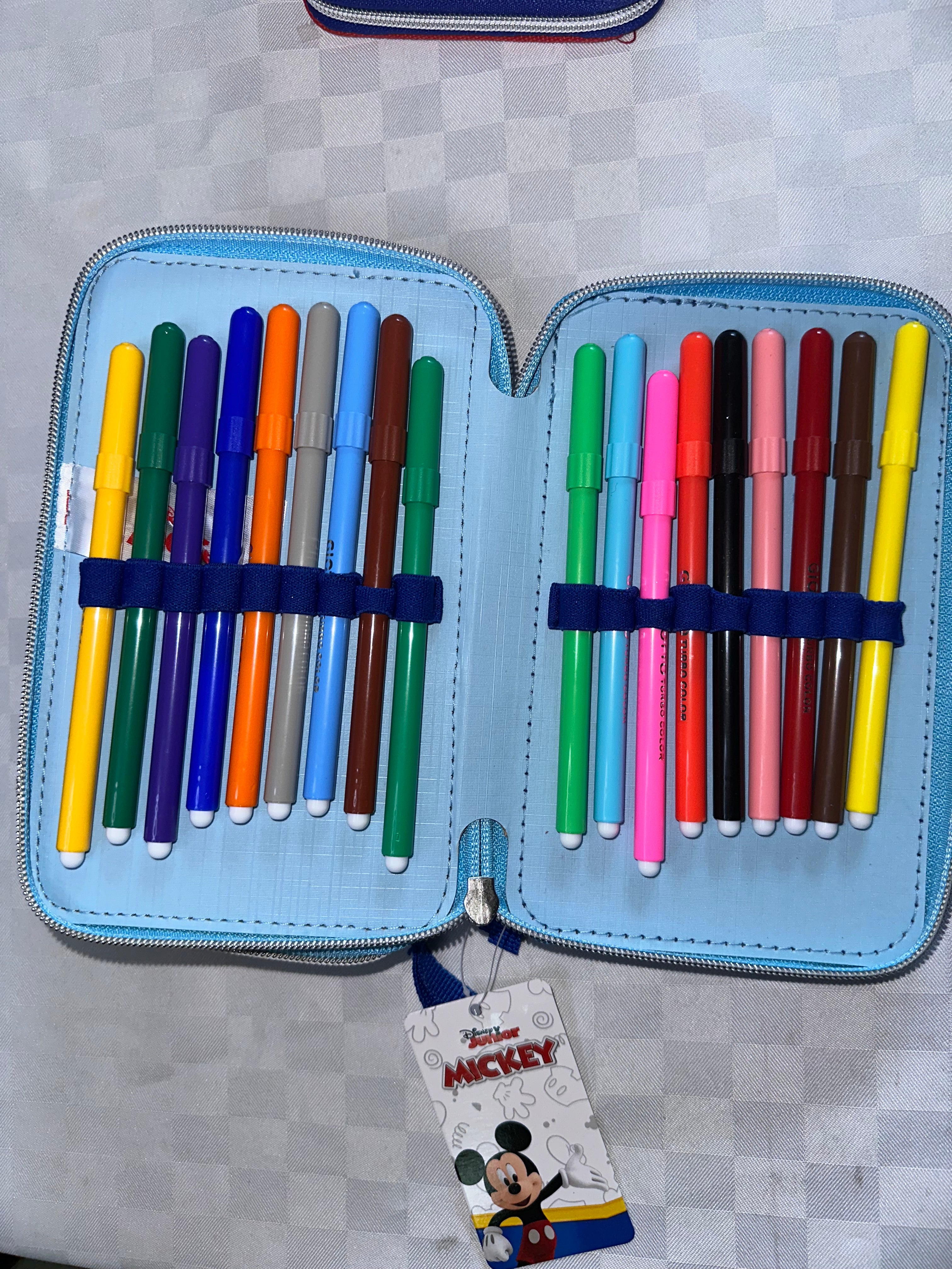 ASTUCCIO BIMBO CON 3 SCOMPARTI  COMPRESO DI COLORI,PENNARELLI, MATITA, PENNE E RIGHELLO