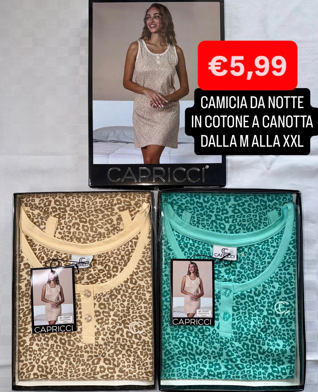 CAMICIA DA NOTTE A Canotta  in 100% cotone