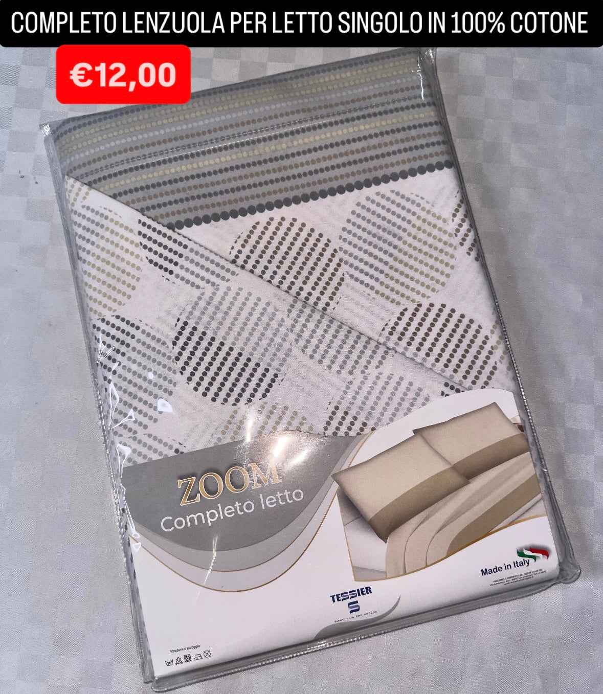 COMPLETO LENZUOLA SINGOLO IN 100% COTONE Lenzuolo sopra,Lenzuolo sotto con angoli e Federa