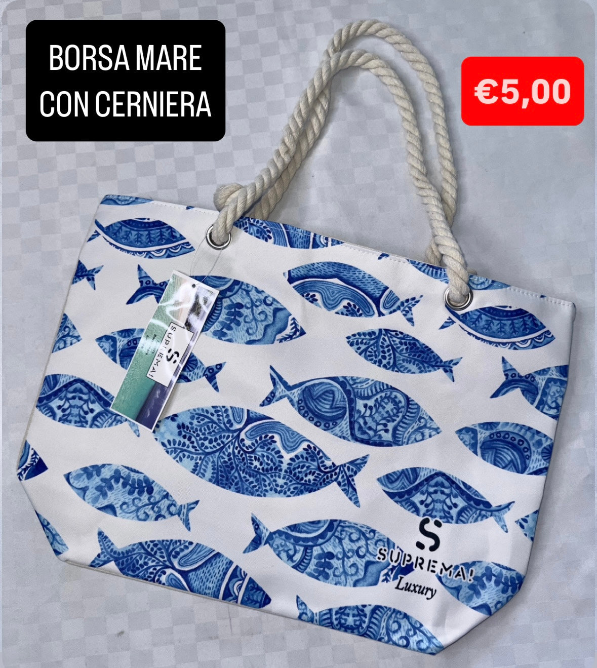 BORSA MARE CON CERNIERA 50x35cm