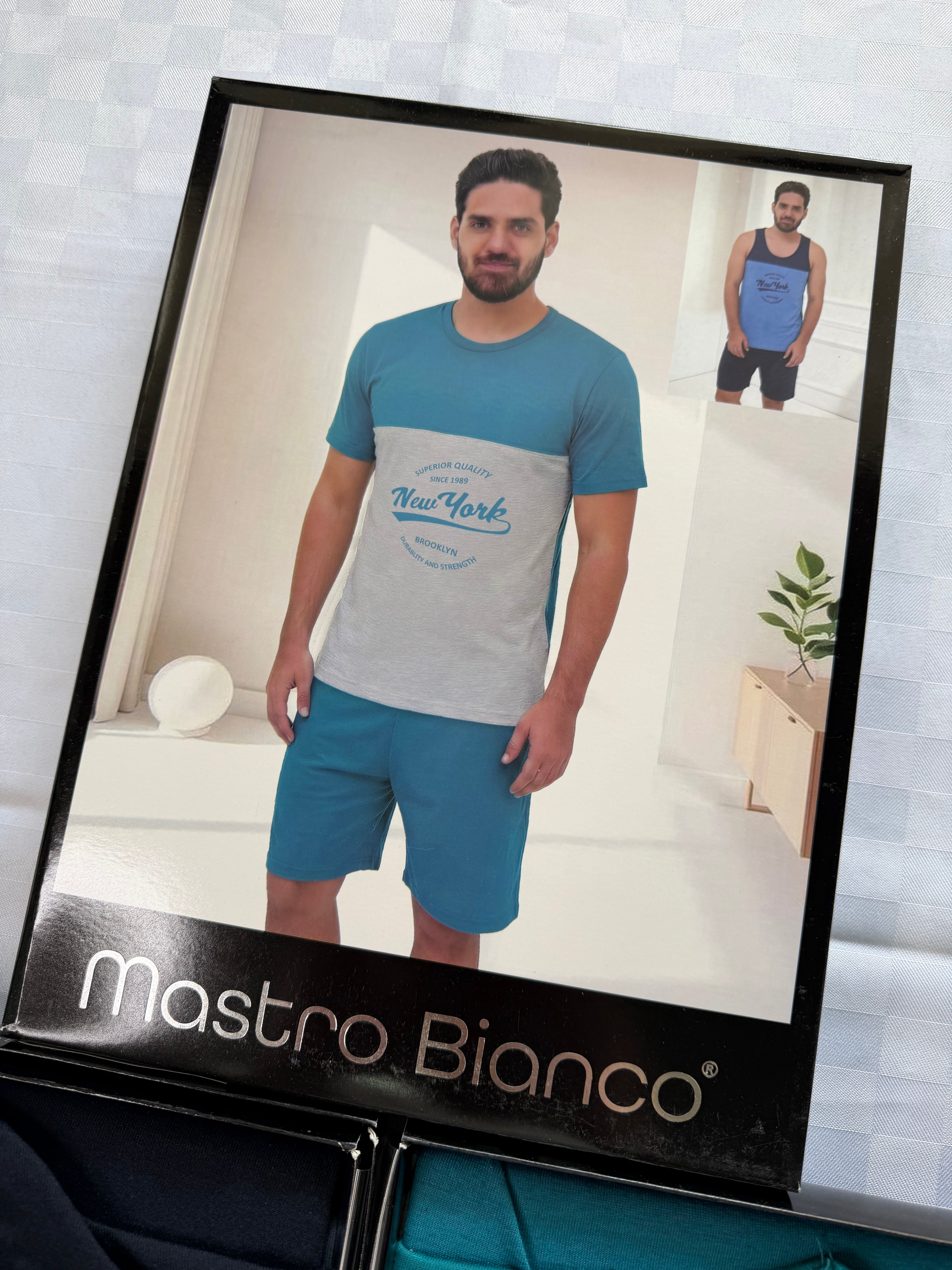 PIGIAMA UOMO Mezza Manica e Pantaloncino in cotone