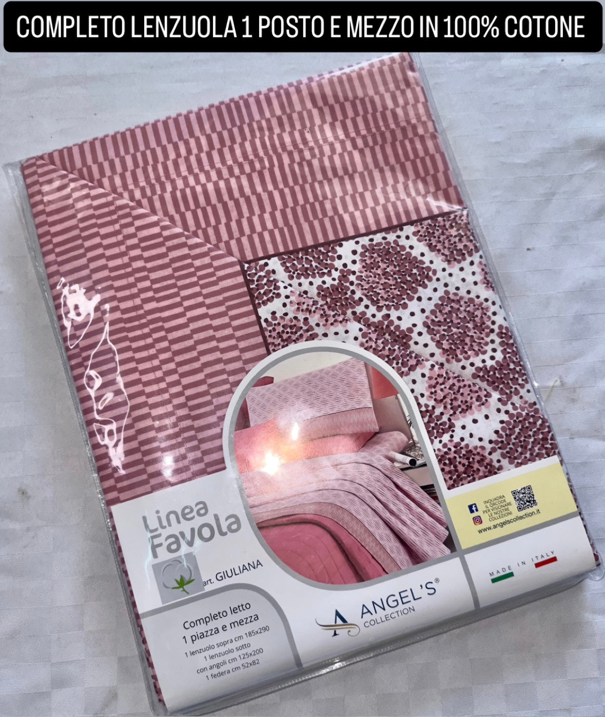 COMPLETO LENZUOLA 1 POSTO E MEZZO IN 100% COTONE Lenzuolo sopra, Lenzuolo sotto con angoli e Federe