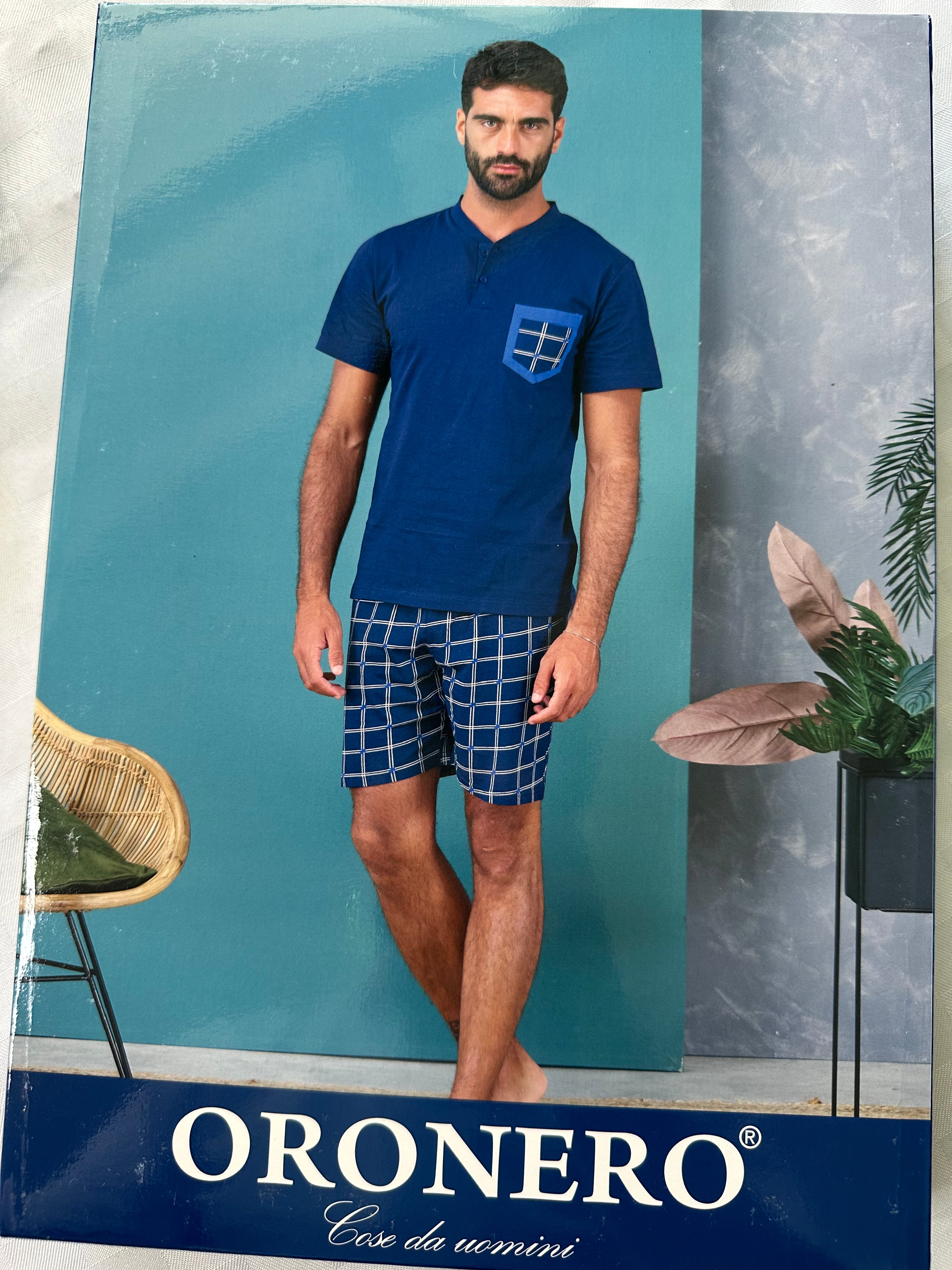PIGIAMA UOMO MEZZA MANICA E PANTALONCINO IN 100% COTONE
