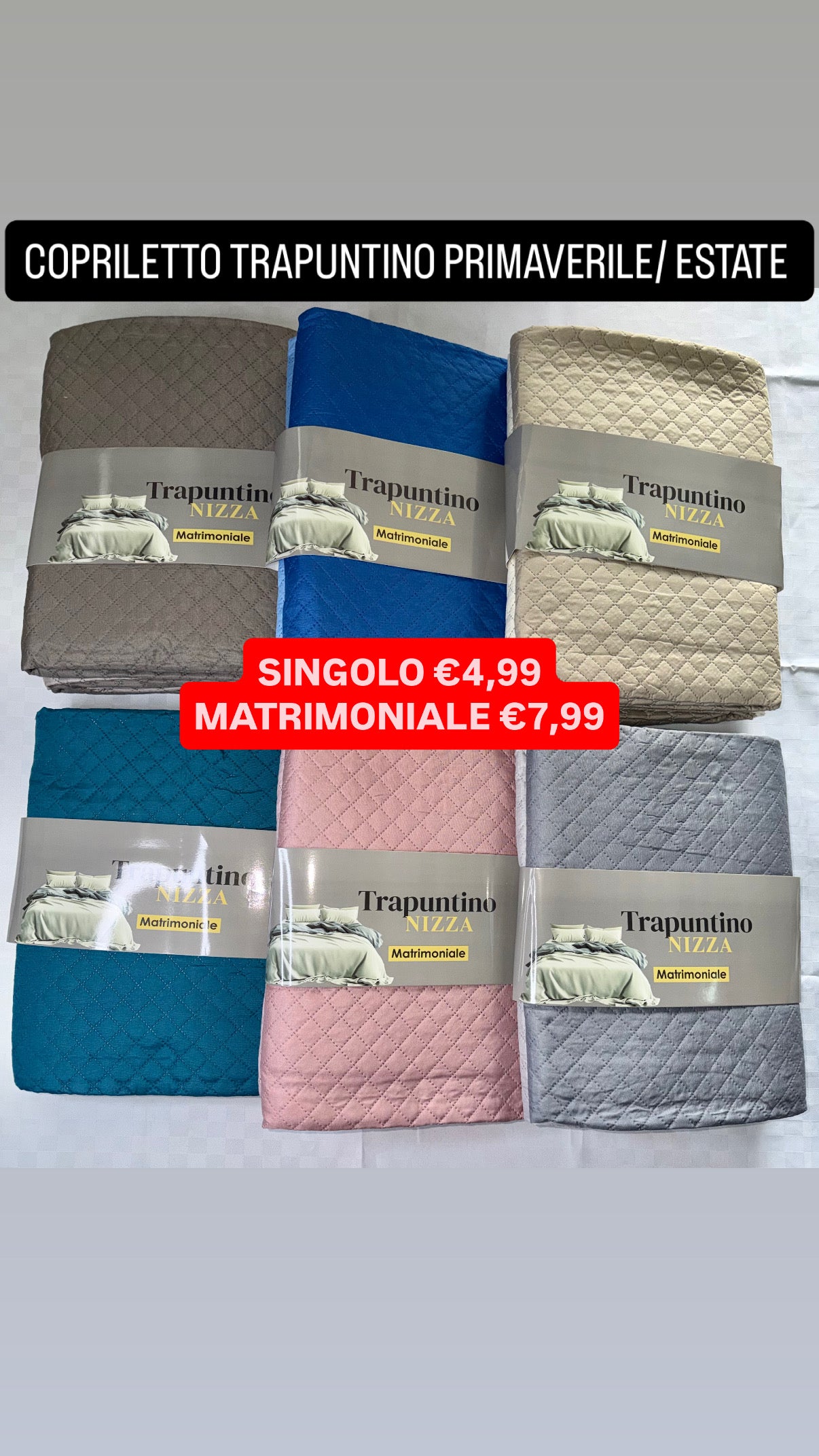 COPRILETTO TRAPUNTINO PRIMAVERA/ESTATE disponibile Matrimoniale e Singolo (DOUBLE-FACE)