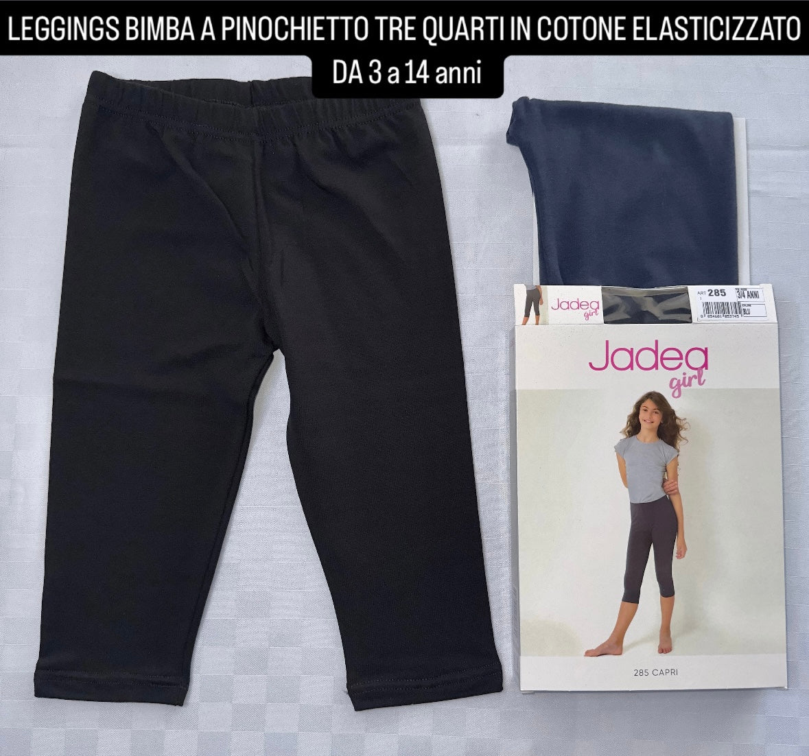 LEGGINGS BIMBA JADEA A PINOCCHETTO TRE QUARTI IN COTONE ELASTICIZZATO