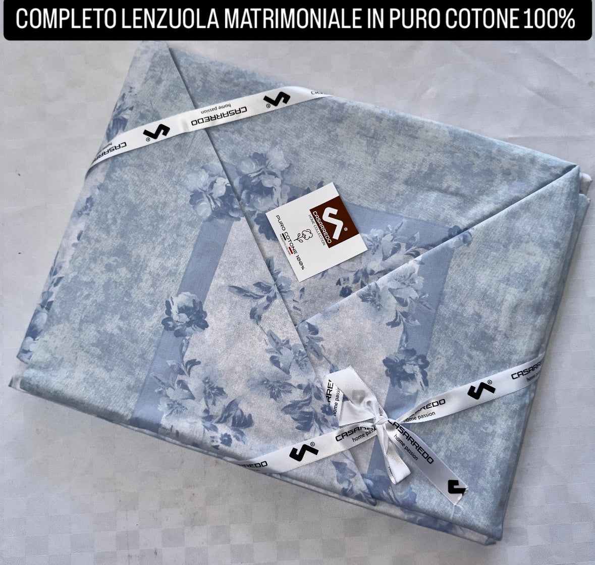 COMPLETO LENZUOLA MATRIMONIALE IN 100% COTONE Lenzuolo sopra, Lenzuolo sotto con angoli e due Federe
