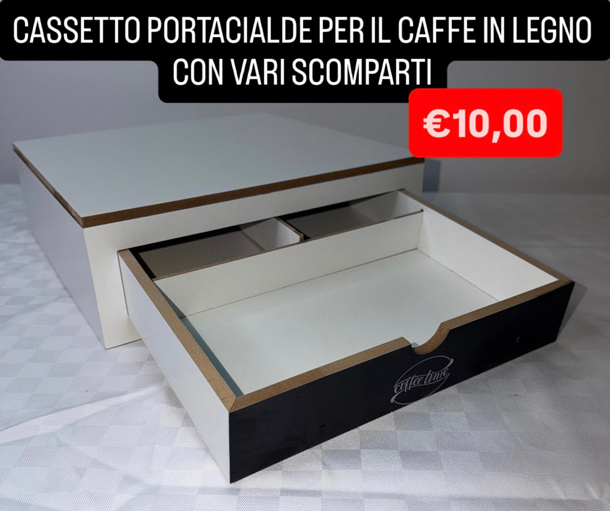 CASSETTO PORTACIALDE IN LEGNO CON VARI SCOMPARTI