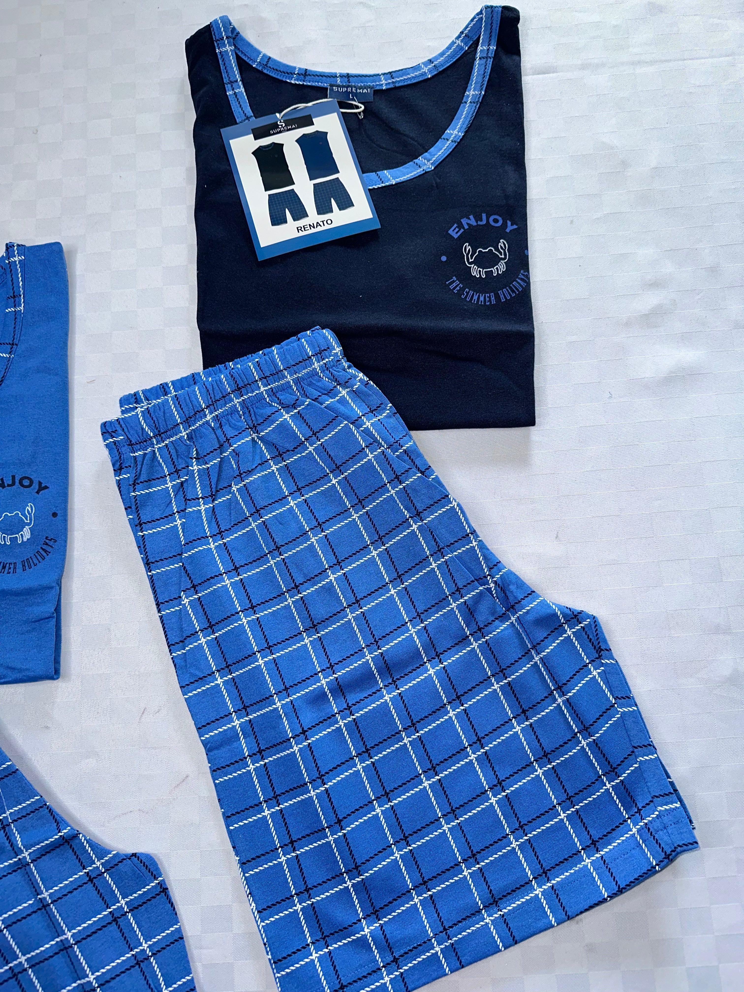 PIGIAMA UOMO IN 100% COTONE CANOTTA E PANTALONCINO