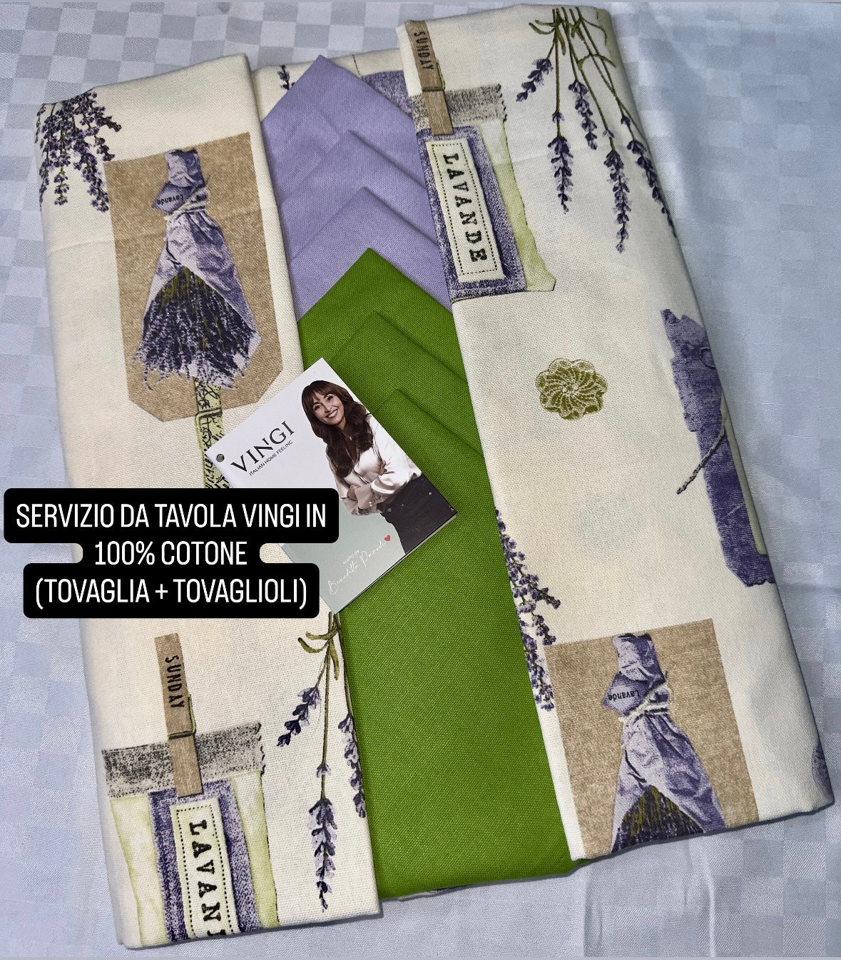 SERVIZIO DA TAVOLA VINGI TOVAGLIA E TOVAGLIOLI IN 100% COTONE