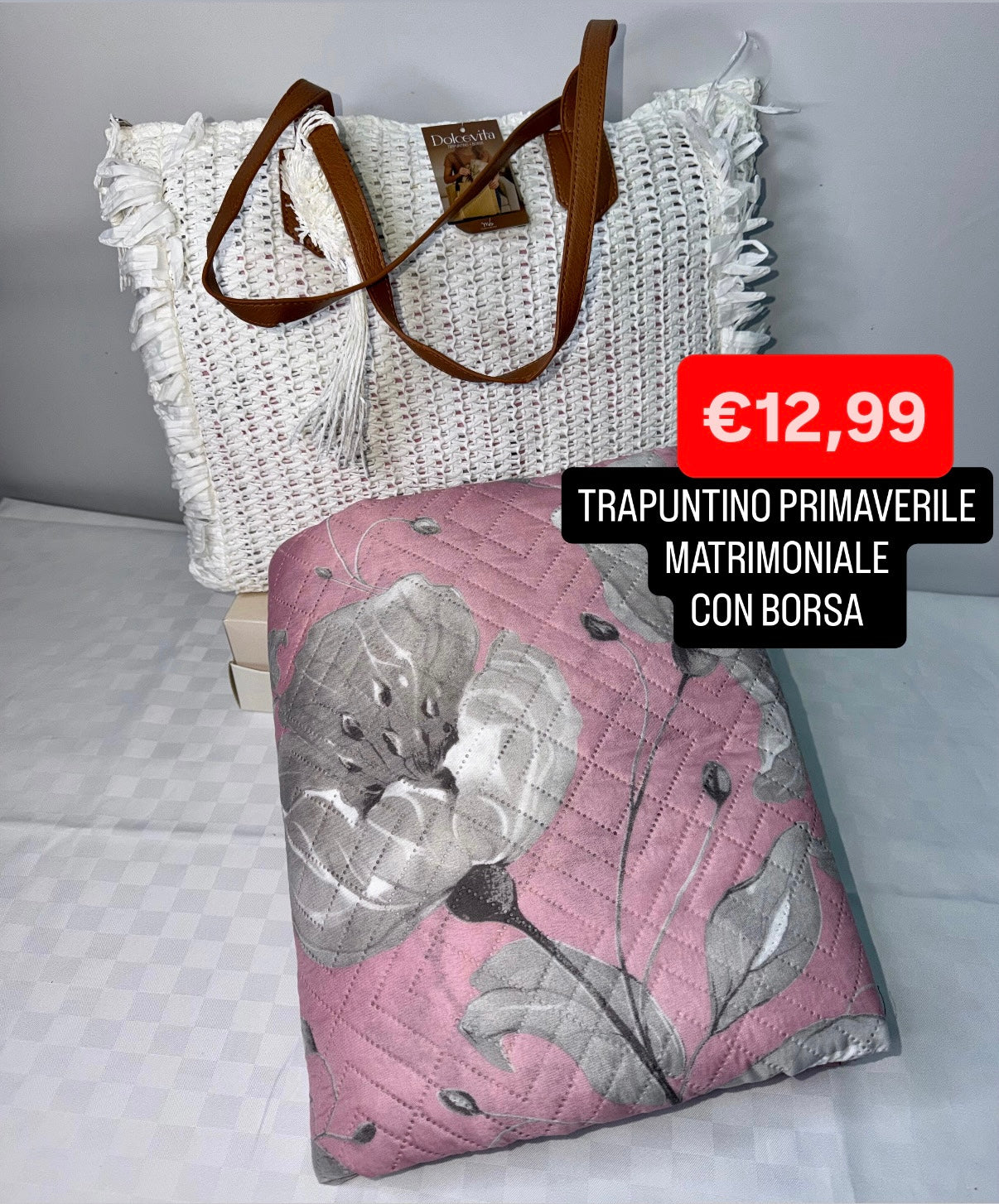 TRAPUNTINO PRIMAVERILE MATRIMONIALE 260x260cm CON BORSA IN OMAGGIO