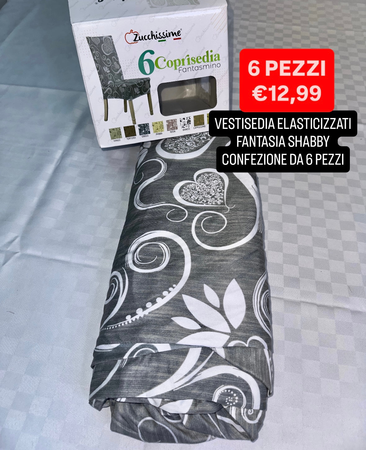 VESTISEDIA ELASTICIZZATI FANTASIA SHABBY CONFEZIONE DA 6 PEZZI
