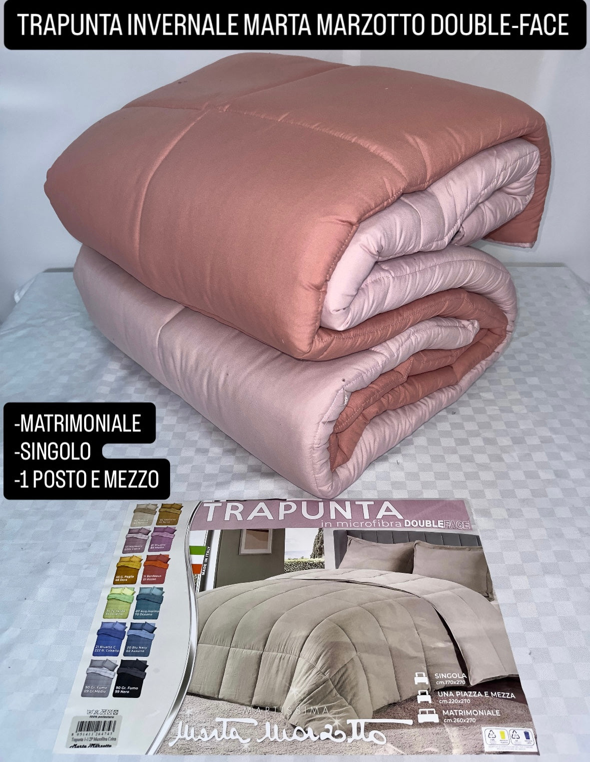 TRAPUNTA INVERNALE MARTA MARZOTTO DOUBLE-FACE Matrimoniale,Singolo e 1 Posto e mezzo