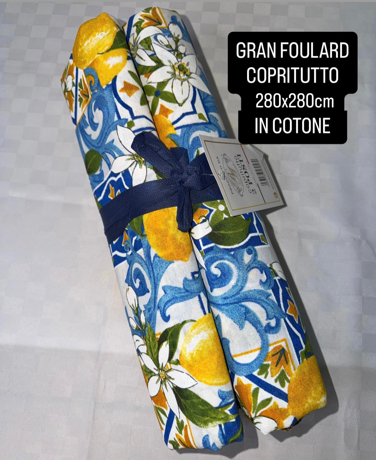 GRAN FOULARD COPRITUTTO IN COTONE 280x280cm Fantasia Capri