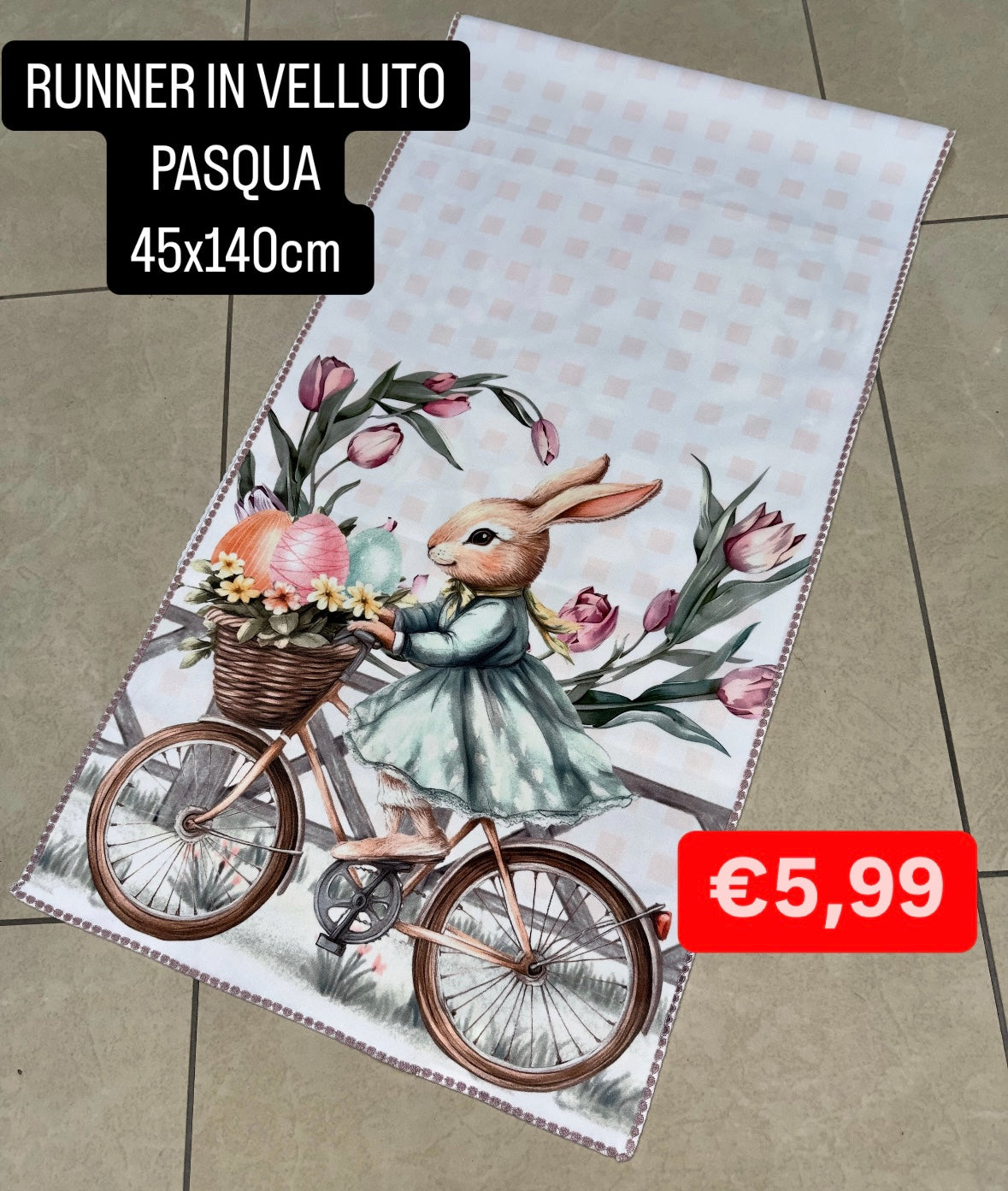 RUNNER DI PASQUA IN VELLUTO 45x140cm