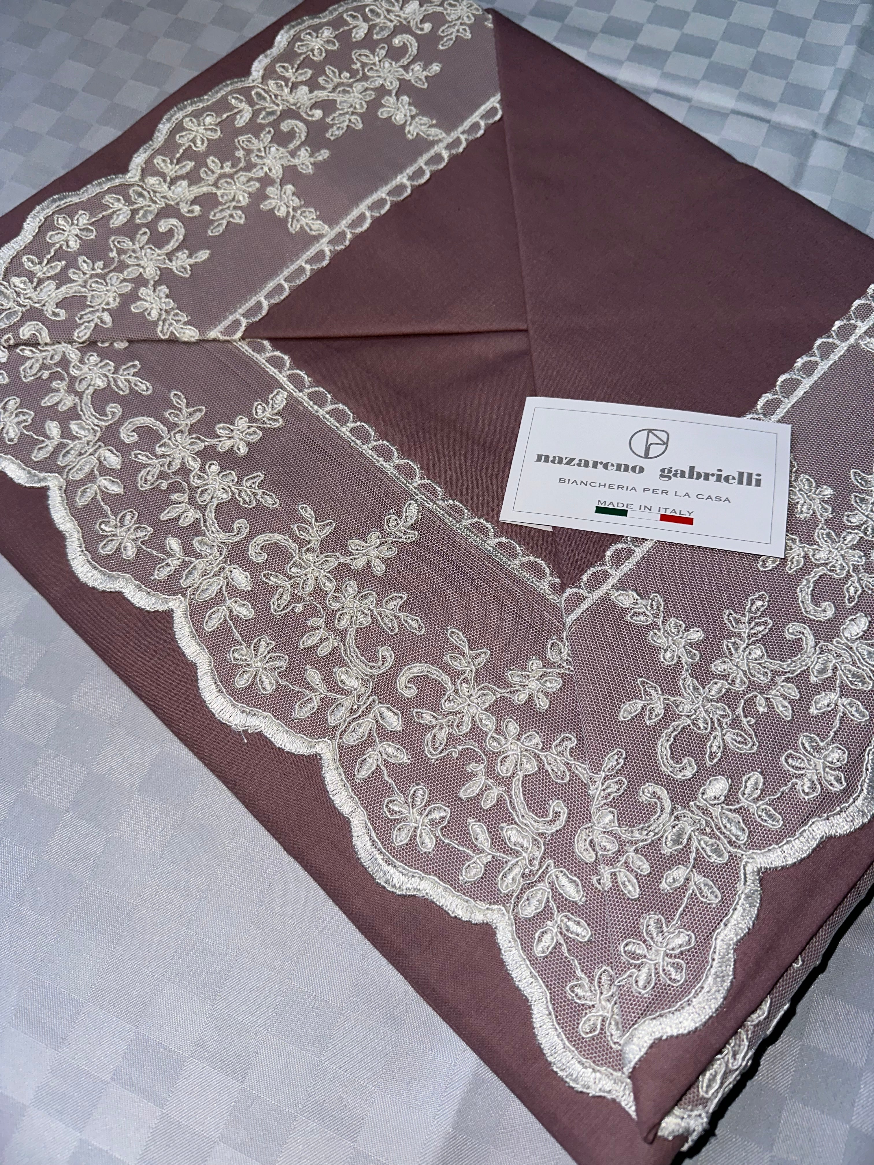 COMPLETO LENZUOLA MATRIMONIALE IN 100% PURO COTONE CON PIZZO MACRAME (Lenzuolo sopra,Lenzuolo sotto con angoli e due federe)