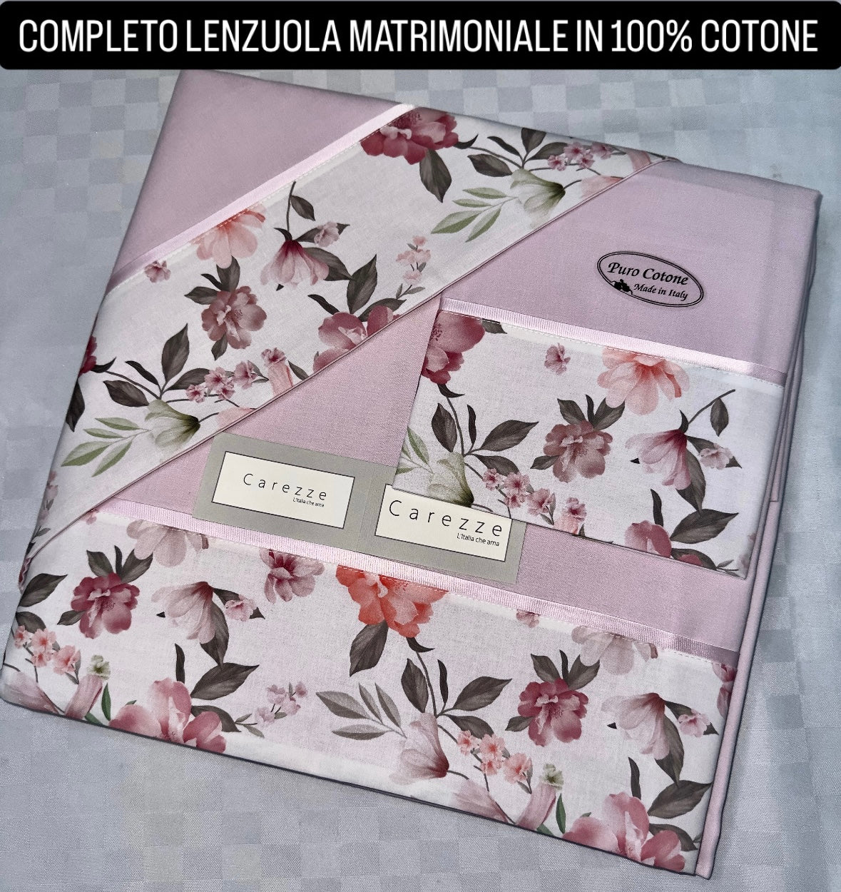 COMPLETO LENZUOLA MATRIMONIALE IN 100% COTONE Lenzuolo sopra, Lenzuolo sotto con angoli e due Federe