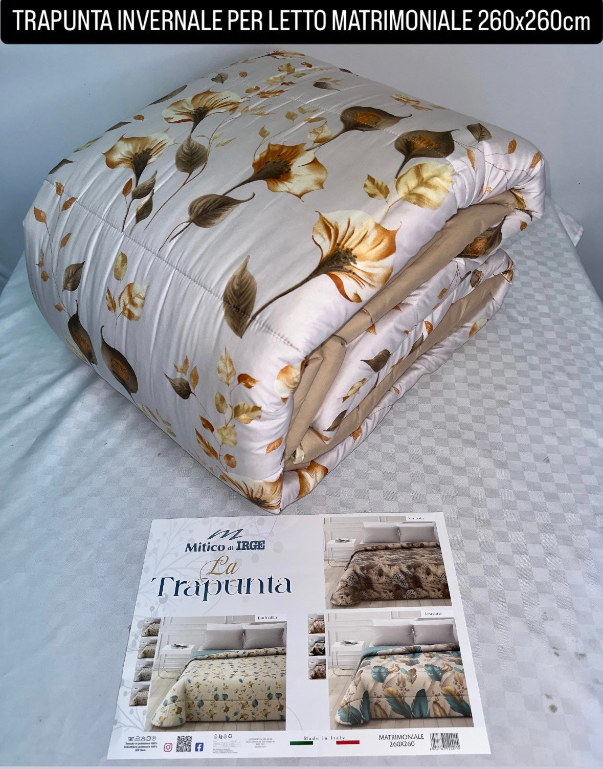 TRAPUNTA INVERNALE PER LETTO MATRIMONIALE 260x260cm