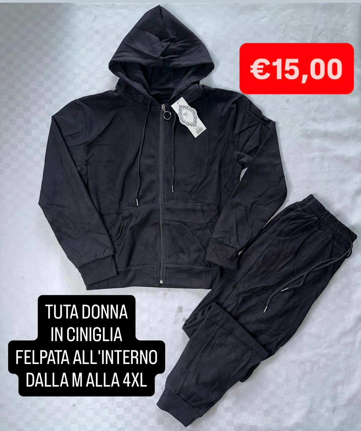 TUTA DONNA IN CINIGLIA FELPATA ALL'INTERNO
