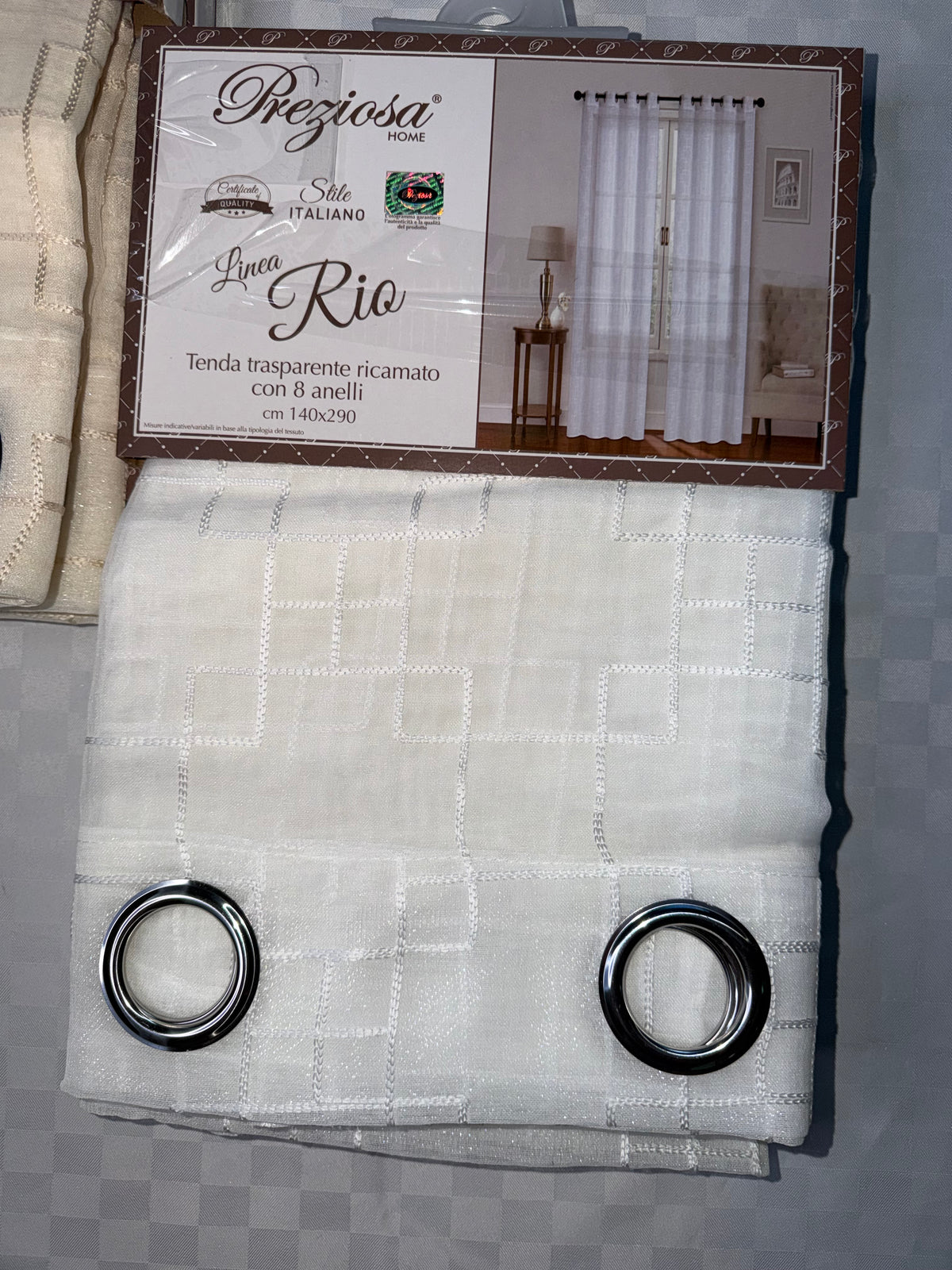 COPPIA DI TENDE PER INTERNI VELATE CONFEZIONE DA 2 TELI (OGNI TELO MISURA 140x290cm) art. Rio