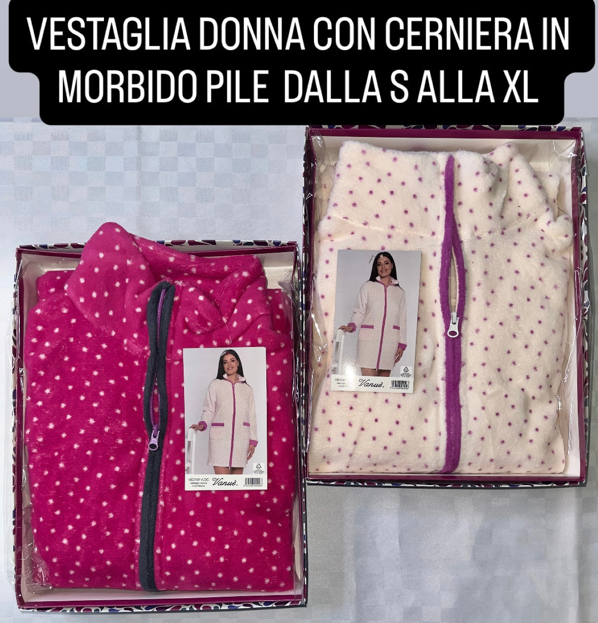 VESTAGLIA DONNA IN MORBIDO PILE CON CERNIERA