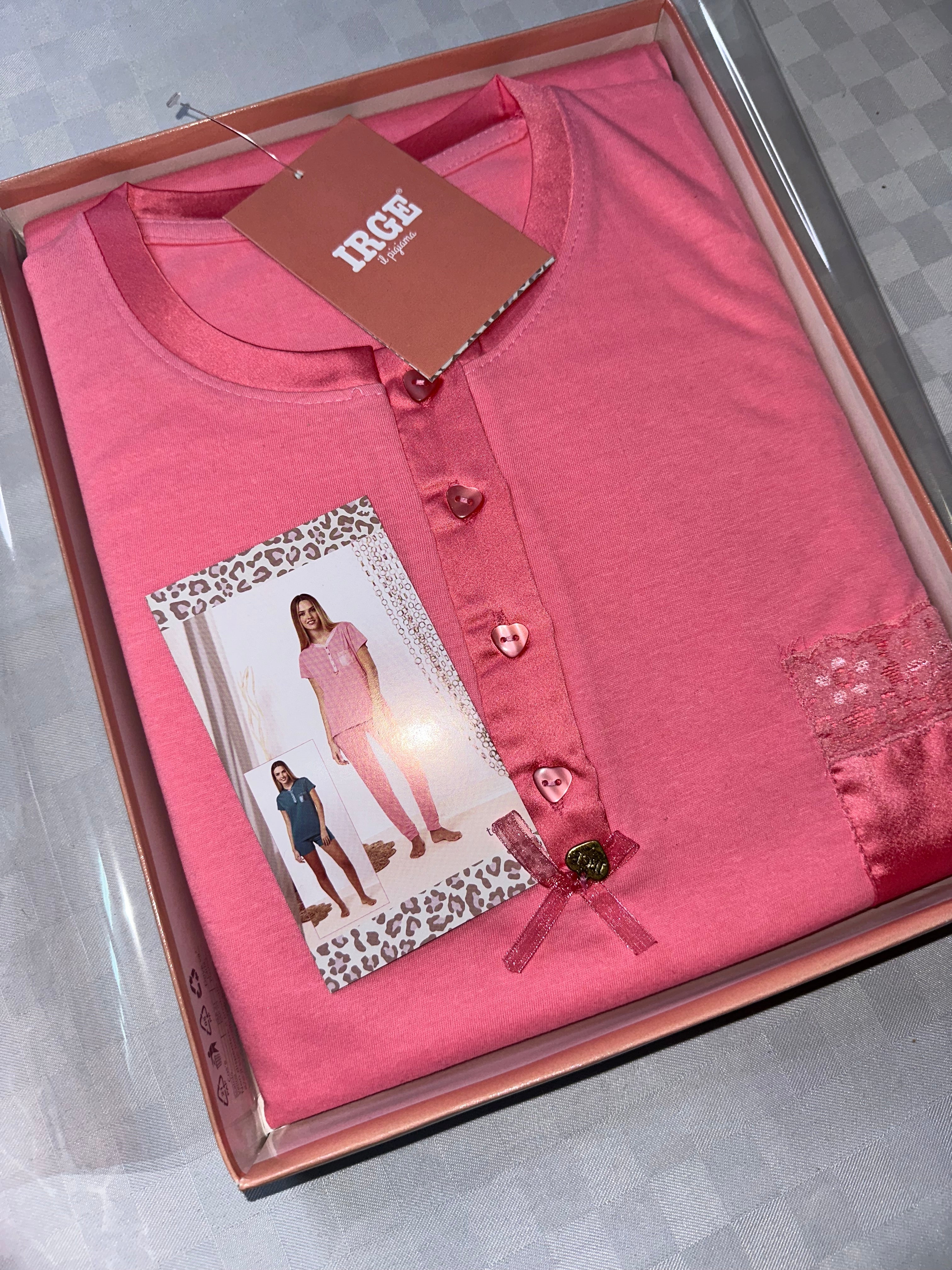 PIGIAMA DONNA 3 PEZZI IN 100% COTONE Maglia mezza manica, Pantalone lungo e Pantaloncino corto