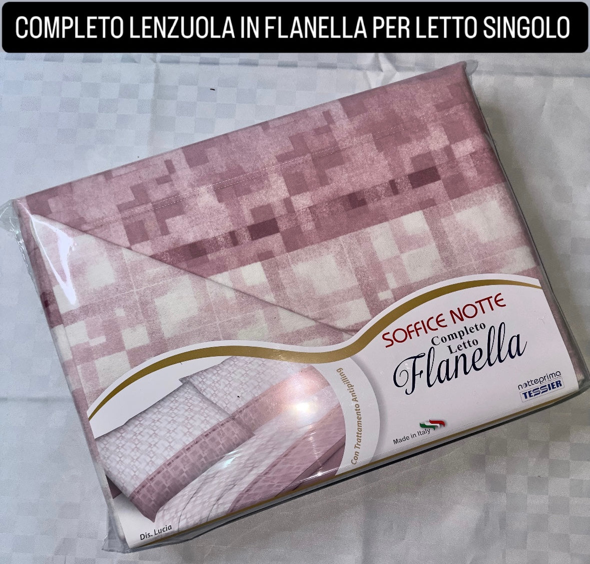COMPLETO LENZUOLA PER LETTO SINGOLO IN FLANELLA Lenzuolo sopra,Lenzuolo sotto con angoli e due federe